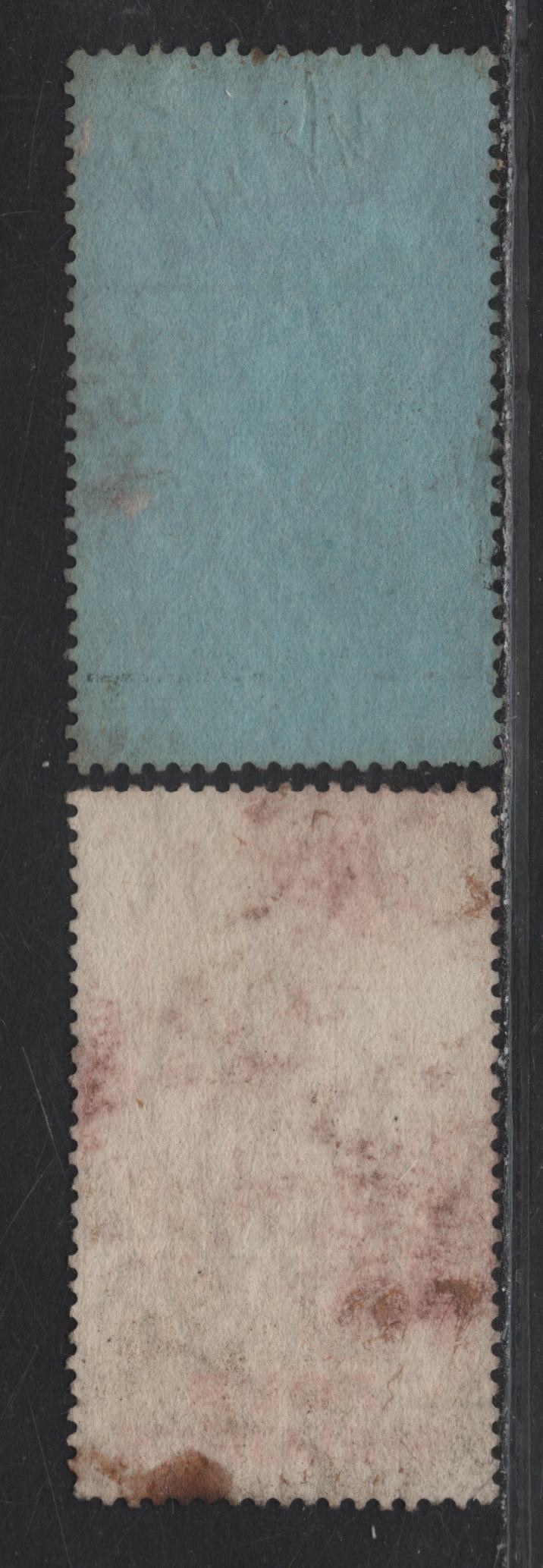 Lot 38 (C) Gibraltar SG#72-73 2/- - 4/- Purple & Bright Blue on Blue - Gray Black & Carmine King Edward VII, 1906-1911 King Edward VII Issue, 2 Fine Used Singles, Multiple Crown CA Wmk, High Values With Slight Faults