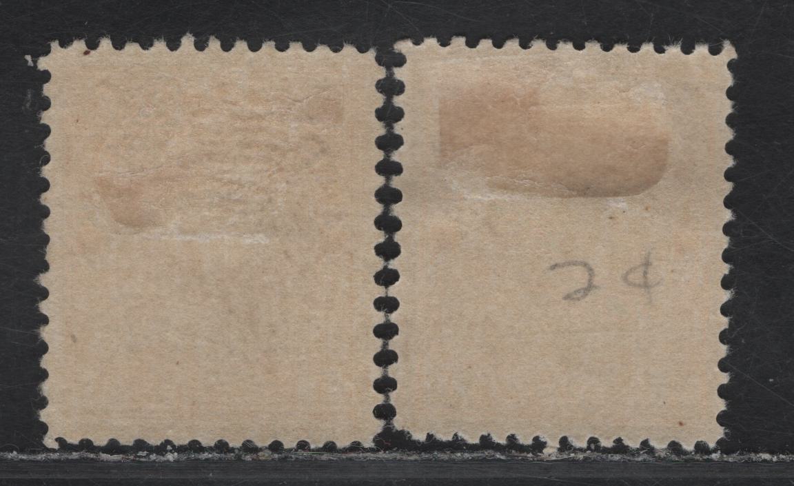Lot 79 (C) Canada #105i 1c Orange Yellow & Bright Yellow King George V, 1911-1925 Admiral Issue, 2 F/VFOG Single, Wet Printings, Die 1, Paper ABN-E, Perfs 12 & 11.9x12.