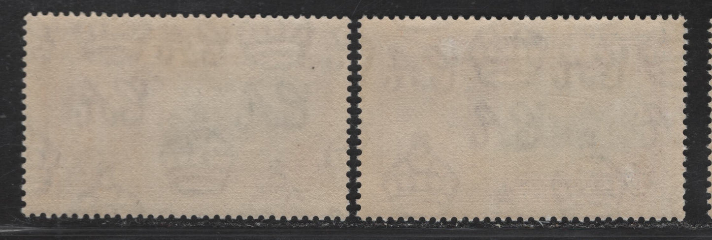 St. Lucia SG#112var 1/- Pale Slate & Bright Milky Rose Purple - Slate & Rose Purple KGV & Windsor Castle, 1935 Silver Jubilee Issue, 2 VFOG Singles, Different Shades Than Lots 110 & 111