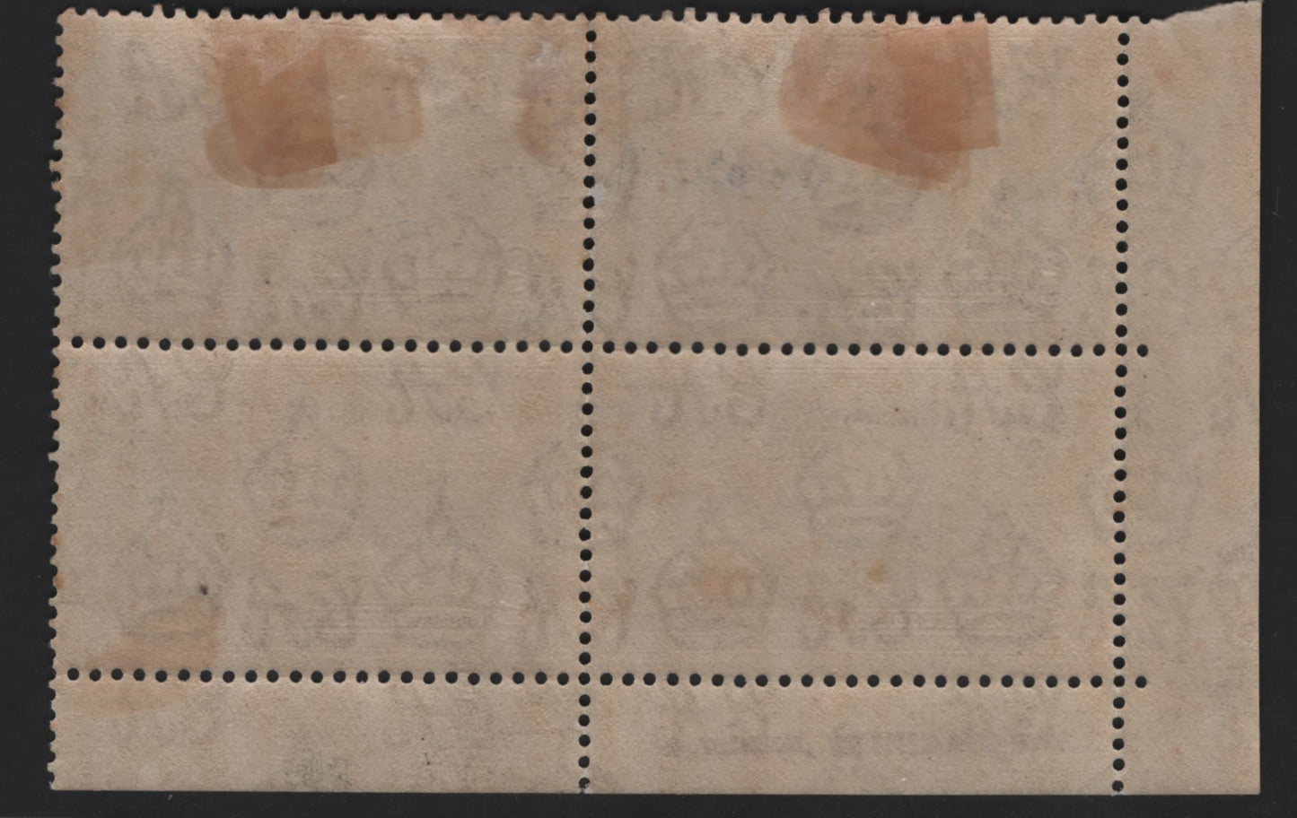 Lot 137 (C) Trinidad & Tobago SG#239a 2c Ultramarine & Gray Black KGV & Windsor Castle, 1935 Silver Jubilee Issue, A FOG LL Block Of 4, Extra Flagstaff on UL Stamp