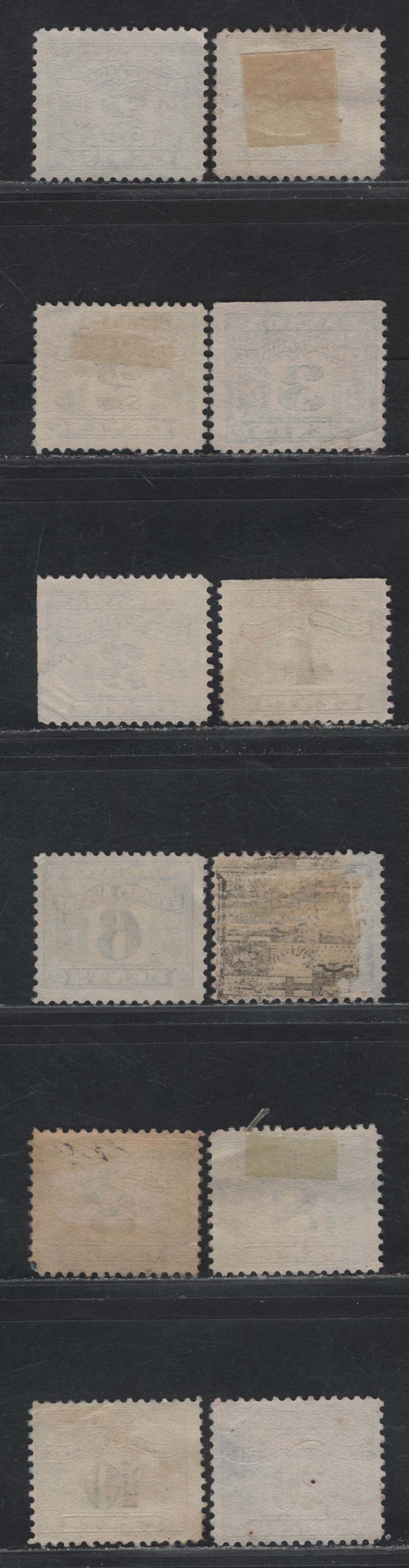 Lot 175 Canada Van Dam#FX36,FX38-FX43 2c - 20c Blue Numeral, 1915-1928 Two Leaf Excise Tax Issue, 12 VFOG Singles, Wet & Dry Printings