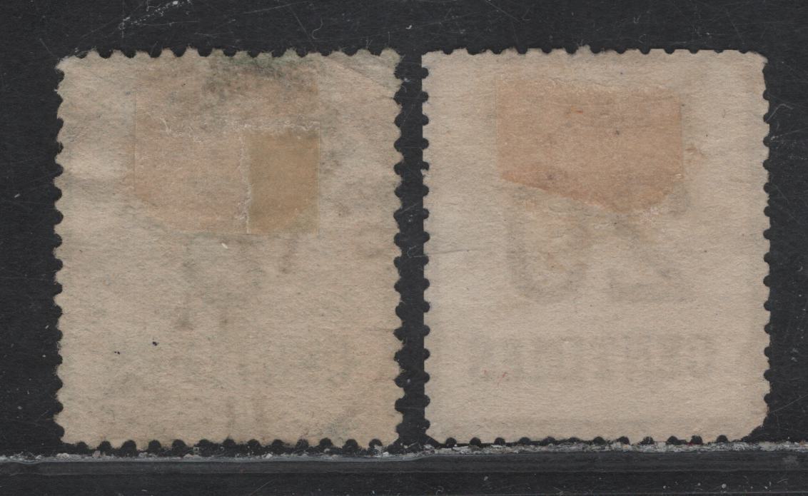Lot 19 France #N4, N6 5c - 10c Yellow Green - Ultramarine Numerals, 1870 Numerals Issue, 2 Fine/Very Fine Used Singles, Network Points Up