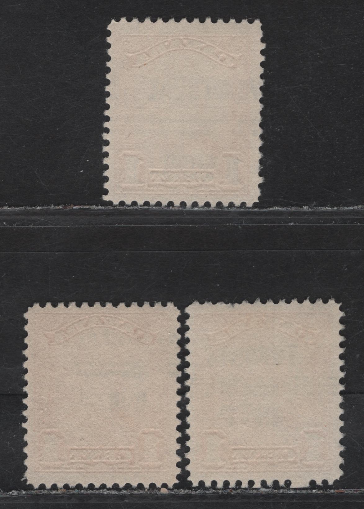 Lot 240 Canada #149xx 1c Orange King George V, 1928-1929 Scroll Issue, 3 Very Fine Used Singles, Showing Montreal Style 4, Style 7 & Toronto Style 12 Precancels