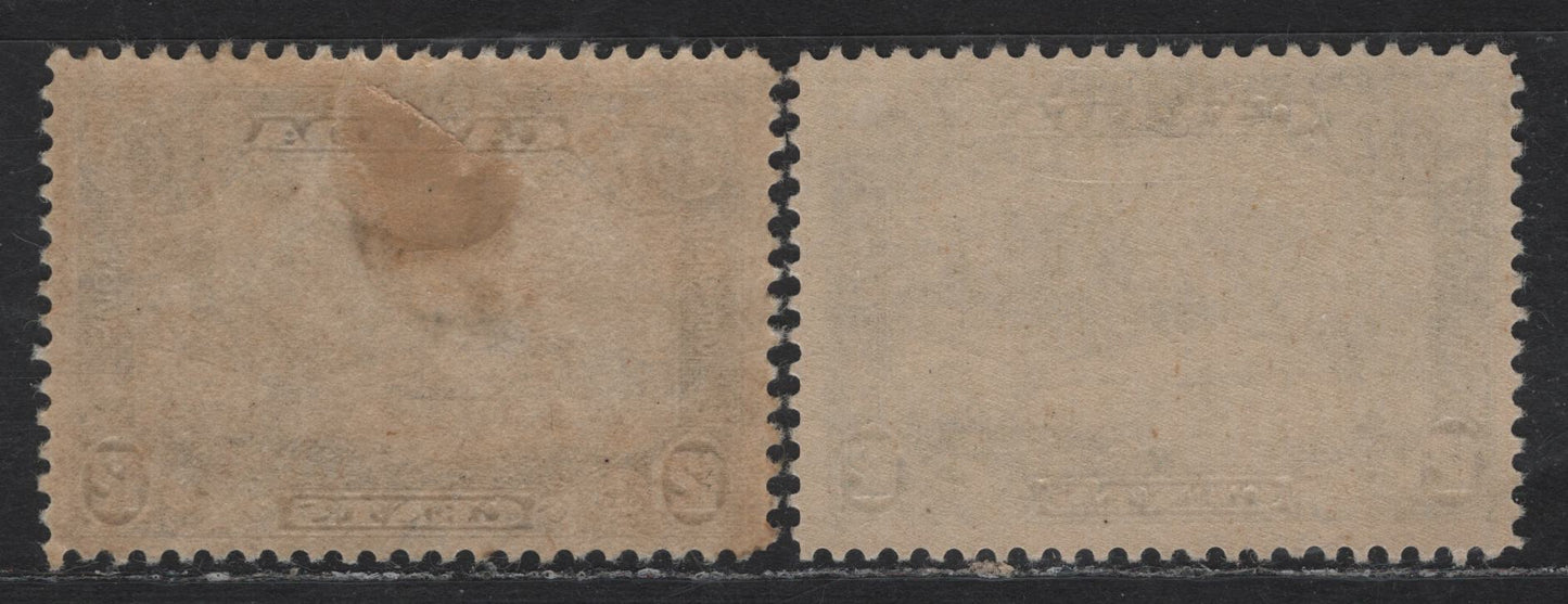 Lot 270 Canada #156 12c Slate - Bluish Slate Quebec Bridge, 1928-1929 Scroll Issue, 2 FOG Singles, Papers ABN-G & ABN-M, Small Internal Wrinkle On Slate