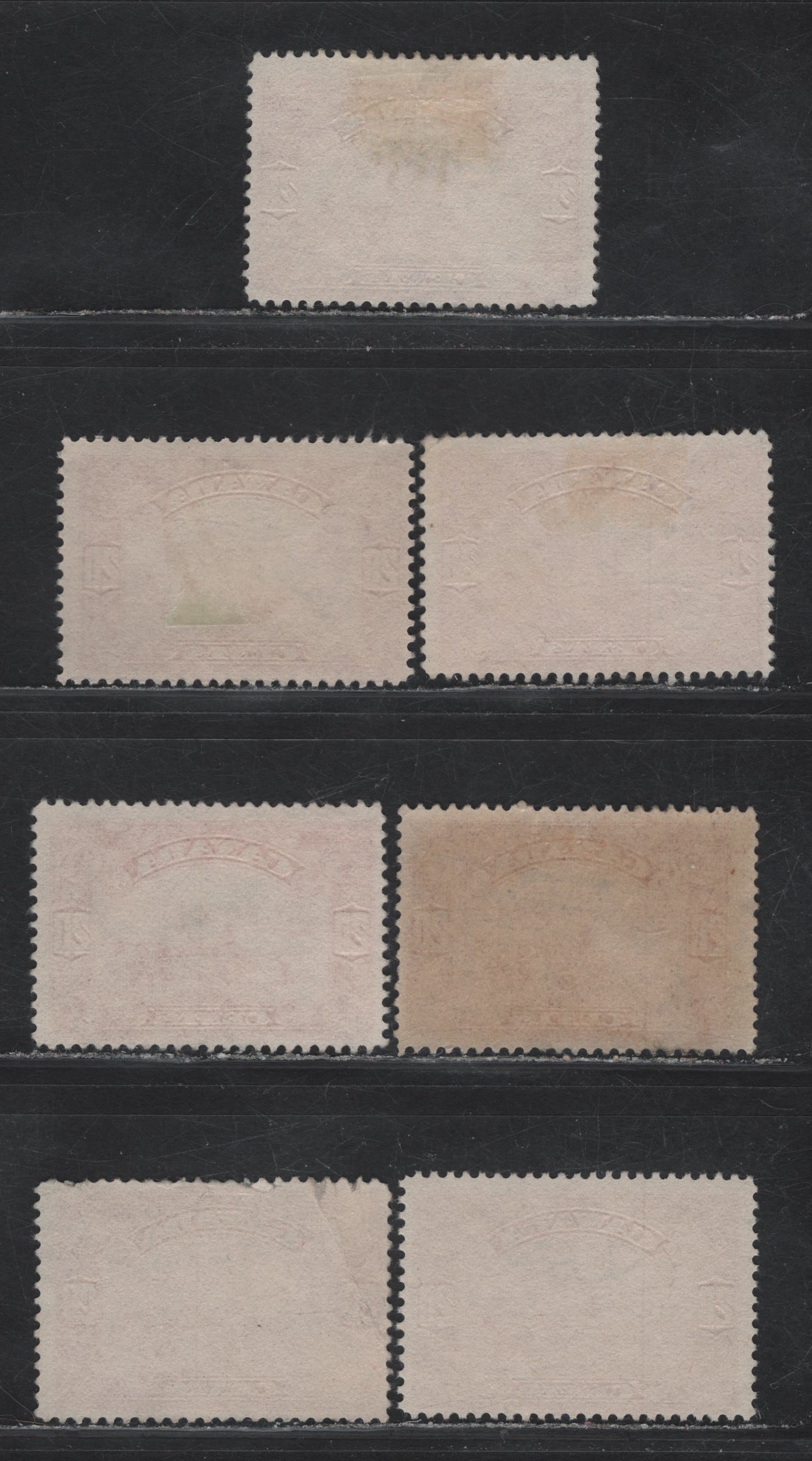 Lot 280 Canada #157 20c Carmine & Carmine Red Harvesting Wheat, 1928-1929 Scroll Issue, 7 Good/Very Good/Fine Used Singles, Shade & Paper Lot