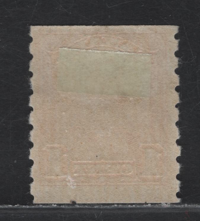 Lot 293 Canada #160 1c Orange King George V, 1929 Scroll Issue, A FOG Coil Single, Paper ABN-OOOO, Rotary Bar Perforated, Tiny Nick In Bottom Edge.