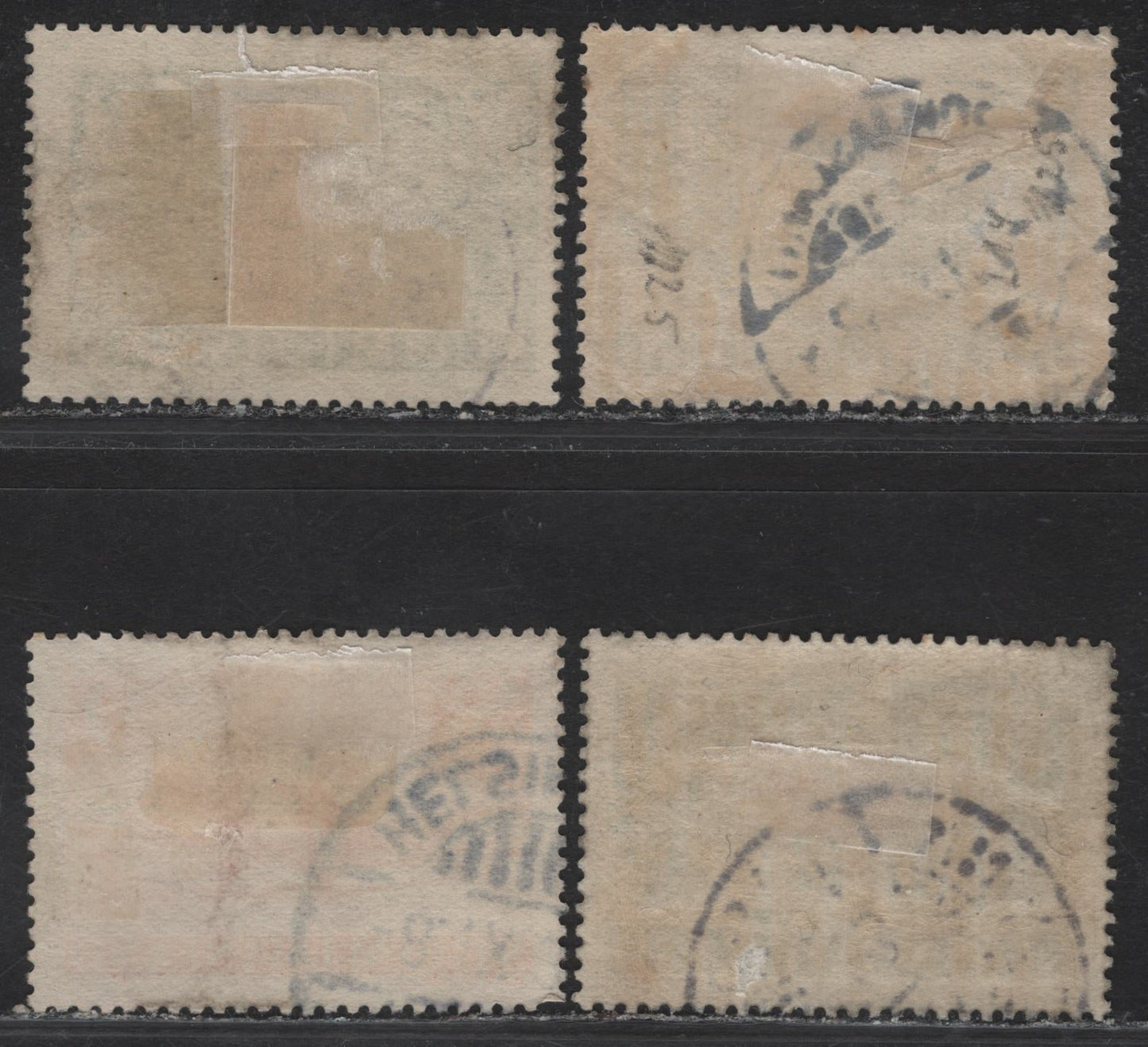 Lot 308 Finland SC#215-218 50p - 3.5m Green - Slate Black Buildings, 1938 300th Anniv of Finnish Postal Service Issue, 4 Fine/Very Fine Used Singles