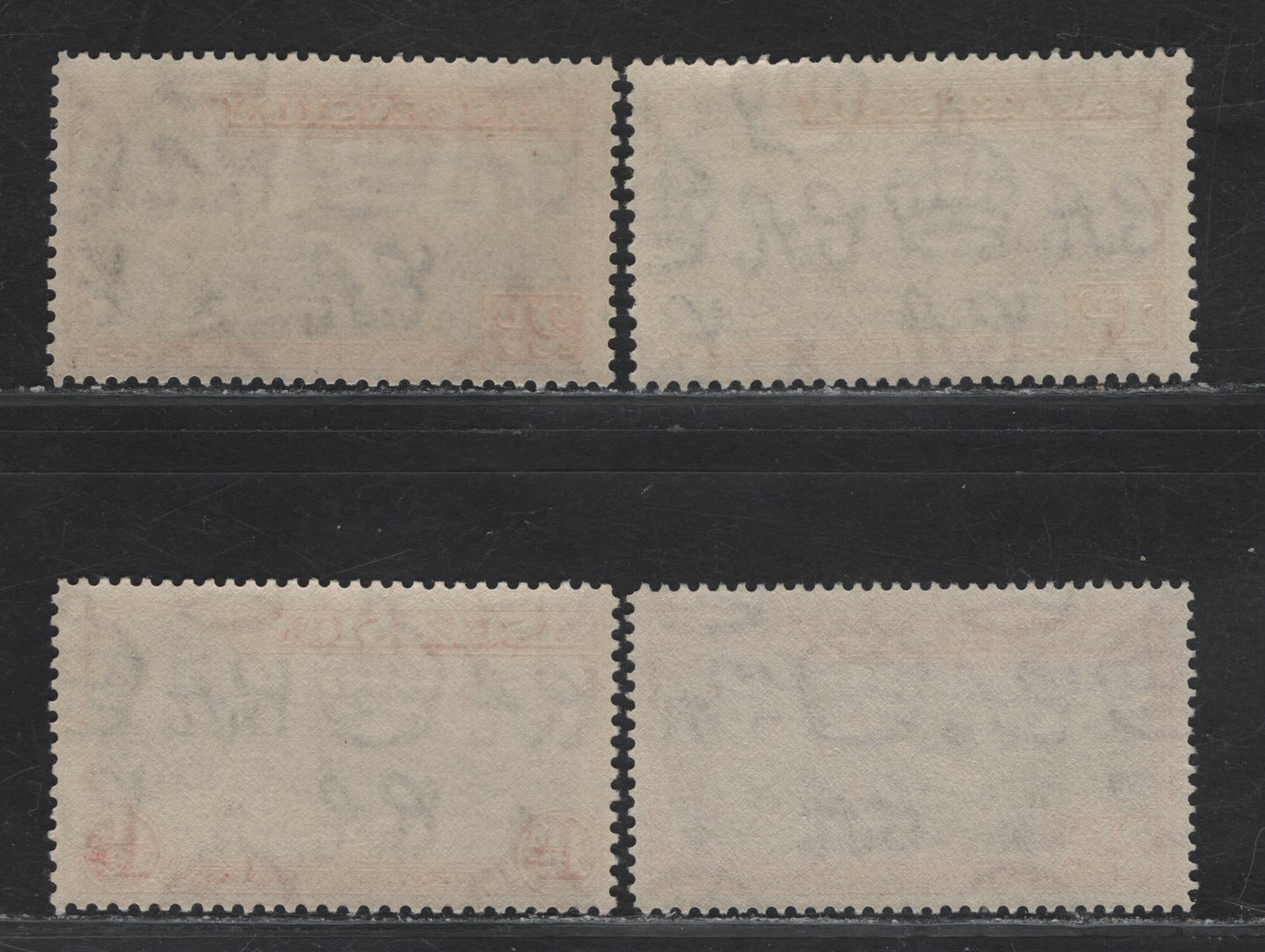 Lot 321 Ascension SG#39b, 40b, 41a, 41c 1d - 2d Black & Yellow - Black & Scarlet Green Mountain, 1938-1953 KGVI Pictorial Issue, 4 VFNH Singles