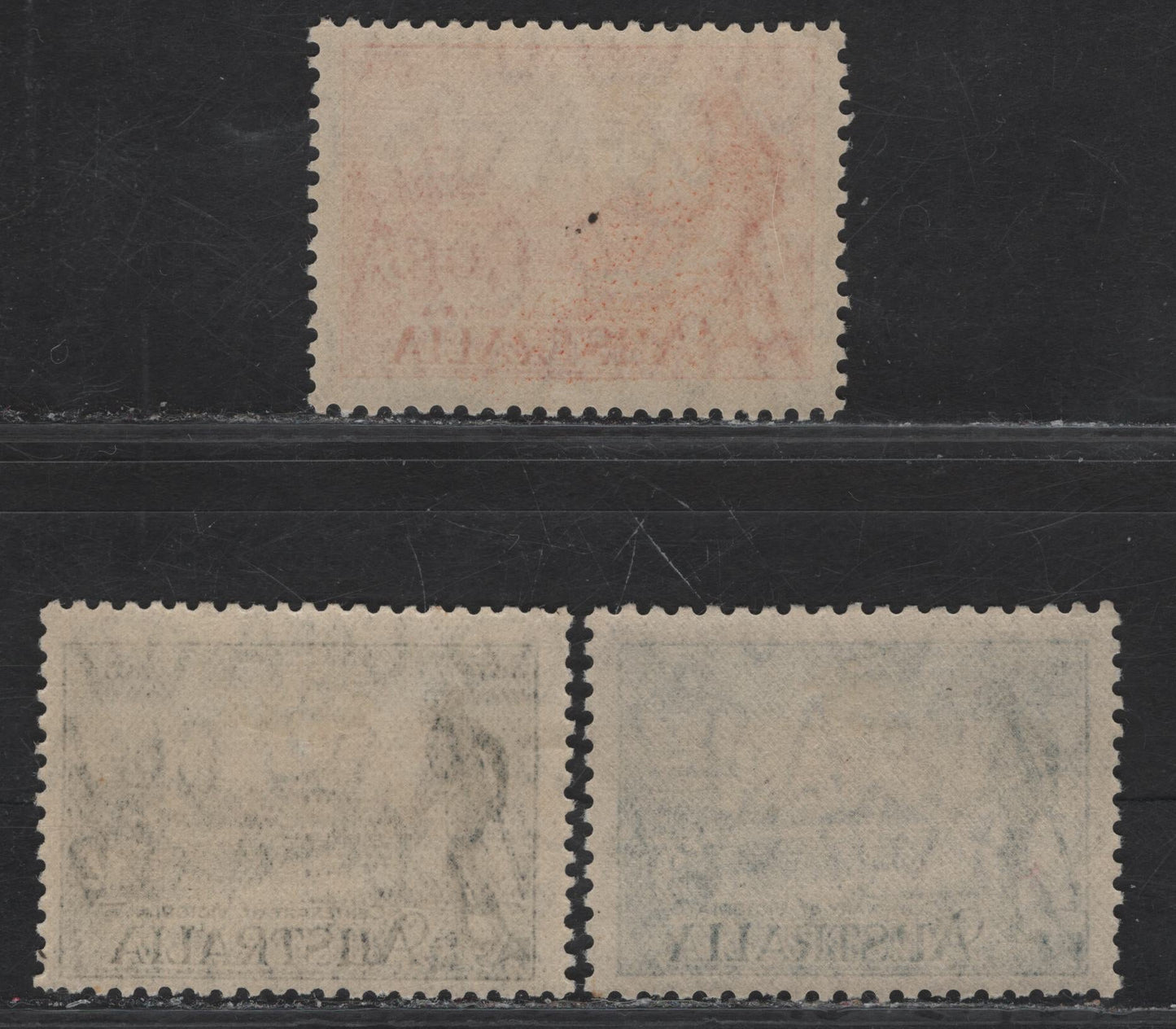 Lot 326 Australia SG#147a, 148, 149a 2d - 1/- Orange Vermillion - Black Melbourne & R Yarra, 1934 Centenary of Victoria Issue, 3 F/VFOG Singles, 1/- is Perf 10.5, Rest are Perf 11.5