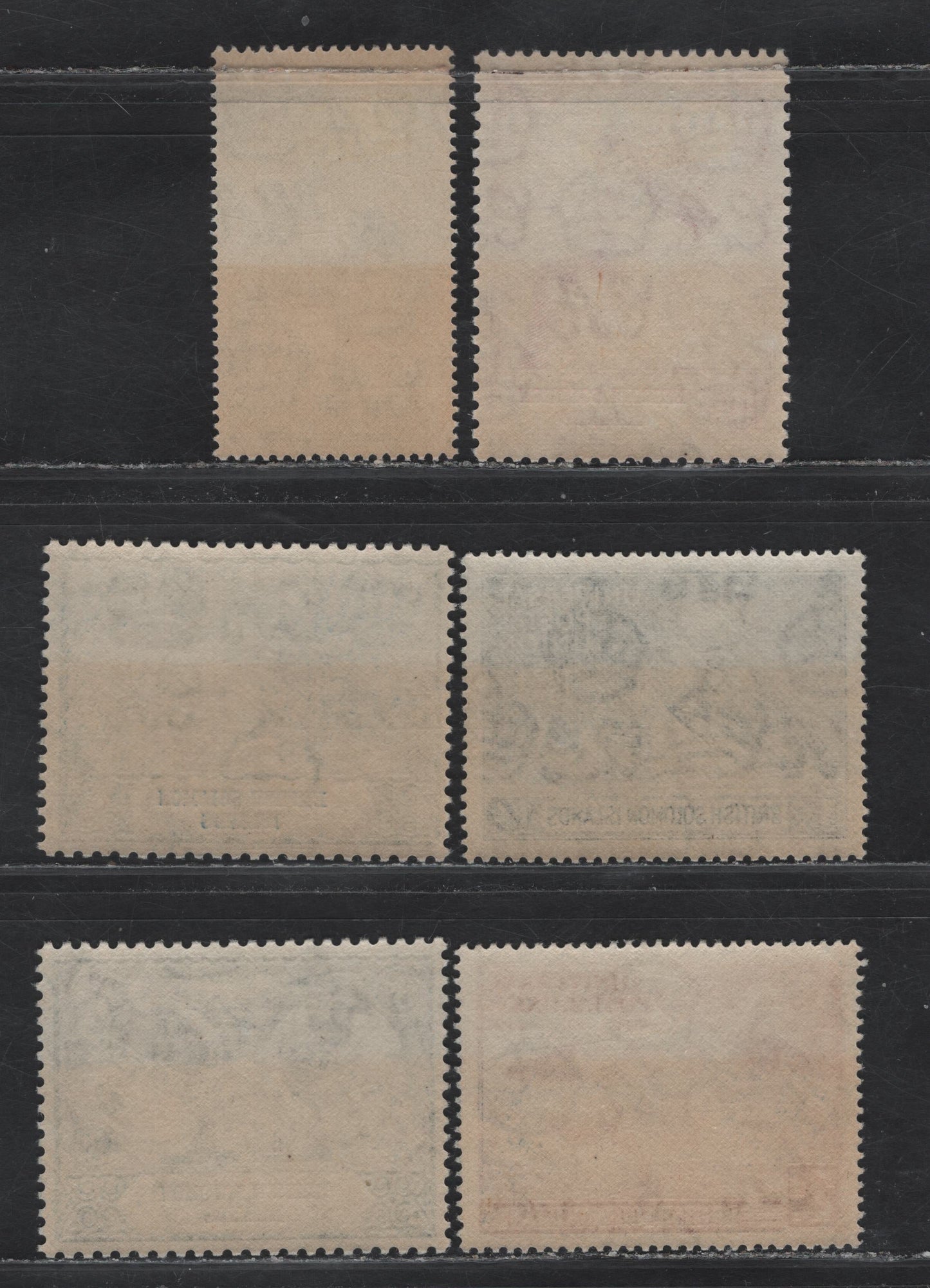 Lot 341 British Solomon Islands SG#75-80 2d - 1/- Black - Blue Black Royal Silver Wedding - UPU Building, 1949 Silver Wedding - 75th Anniv of UPU Issues, 6 F/VFOG/NH Singles, Some Mild Gum Toning