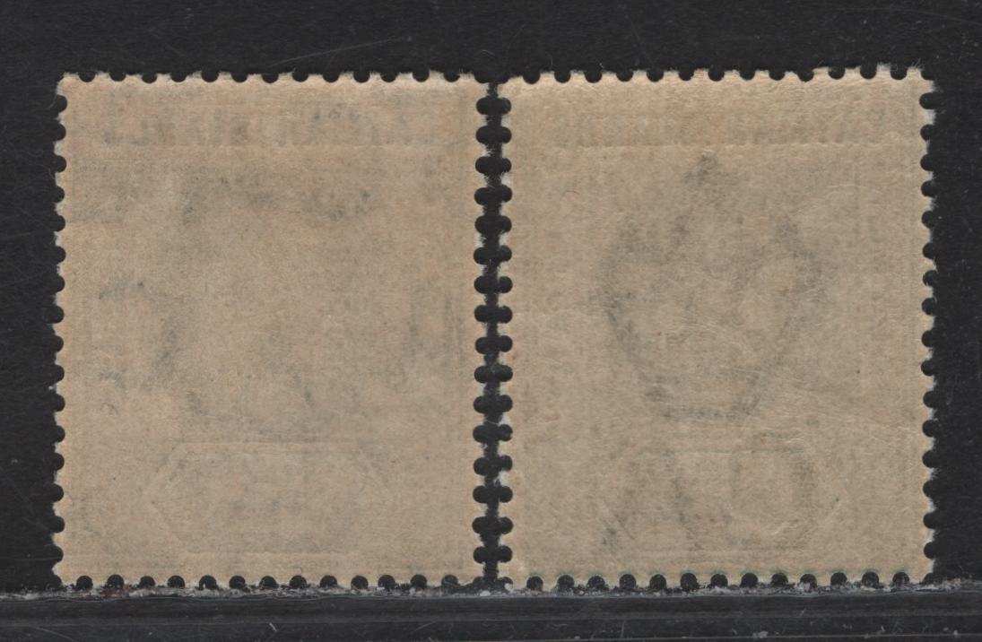 Lot 342 Cayman Islands SG#3, 25 1/2d Green King Edward VII, 1902-1909 King Edward VII Keyplates Issues, 2 VFNH Singles, Crown CA & Multiple Crown CA Wmks