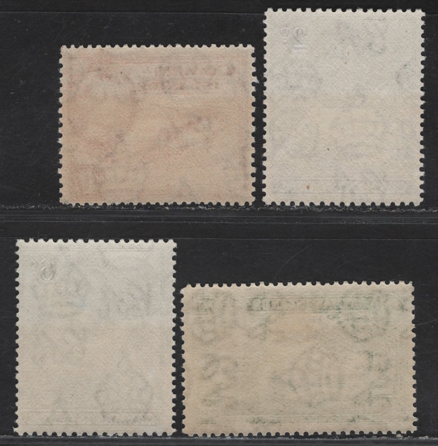 Lot 344 Cayman Islands SG#119, 122b, 123, 124a 2d - 2/- Violet - Deep Green Hawksbill Turtles - Beach View, 1938-1948 KGVI Pictorial Issue, 4 FOG Singles, Perf 11.5x13, 6d Being The Brownish Olive Shade