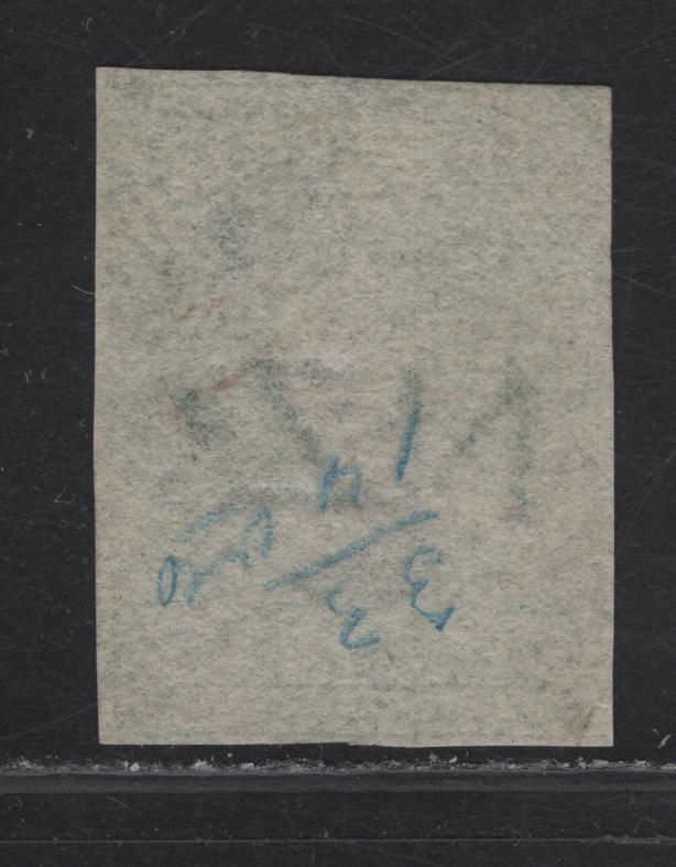 Lot 49 (C) New Zealand SG#100 1/- Green Queen Victoria, 1864 Chalon Heads Issue, A Fine Used Imperf Single, 3 Full Margins To Just Touching At UL, Light Cancel, NZ Wmk.