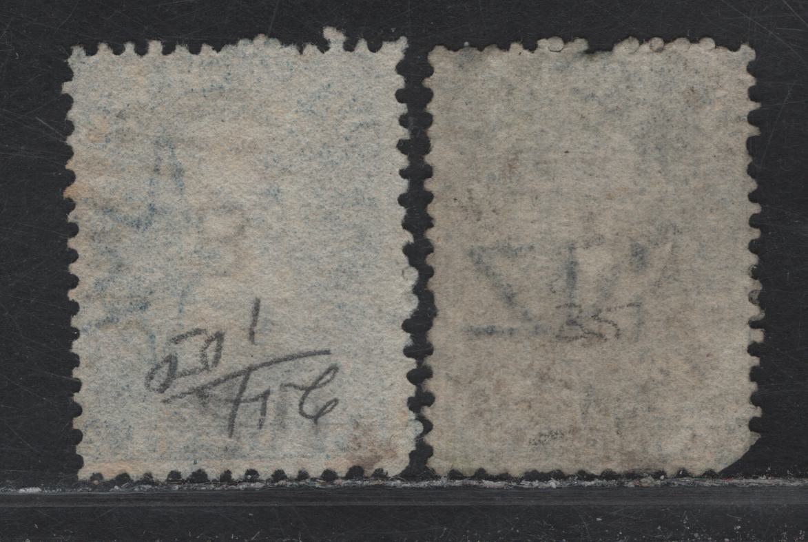 Lot 54 (C) New Zealand SG#107, 115 2d Pale Blue - Blue Queen Victoria, 1864-1871 Chalon Heads Issue, 2 Good/Fine Used Singles, NZ & Large Star Wmks, Plate 1 (107) & Plate 2 (115), Perf 12.5.