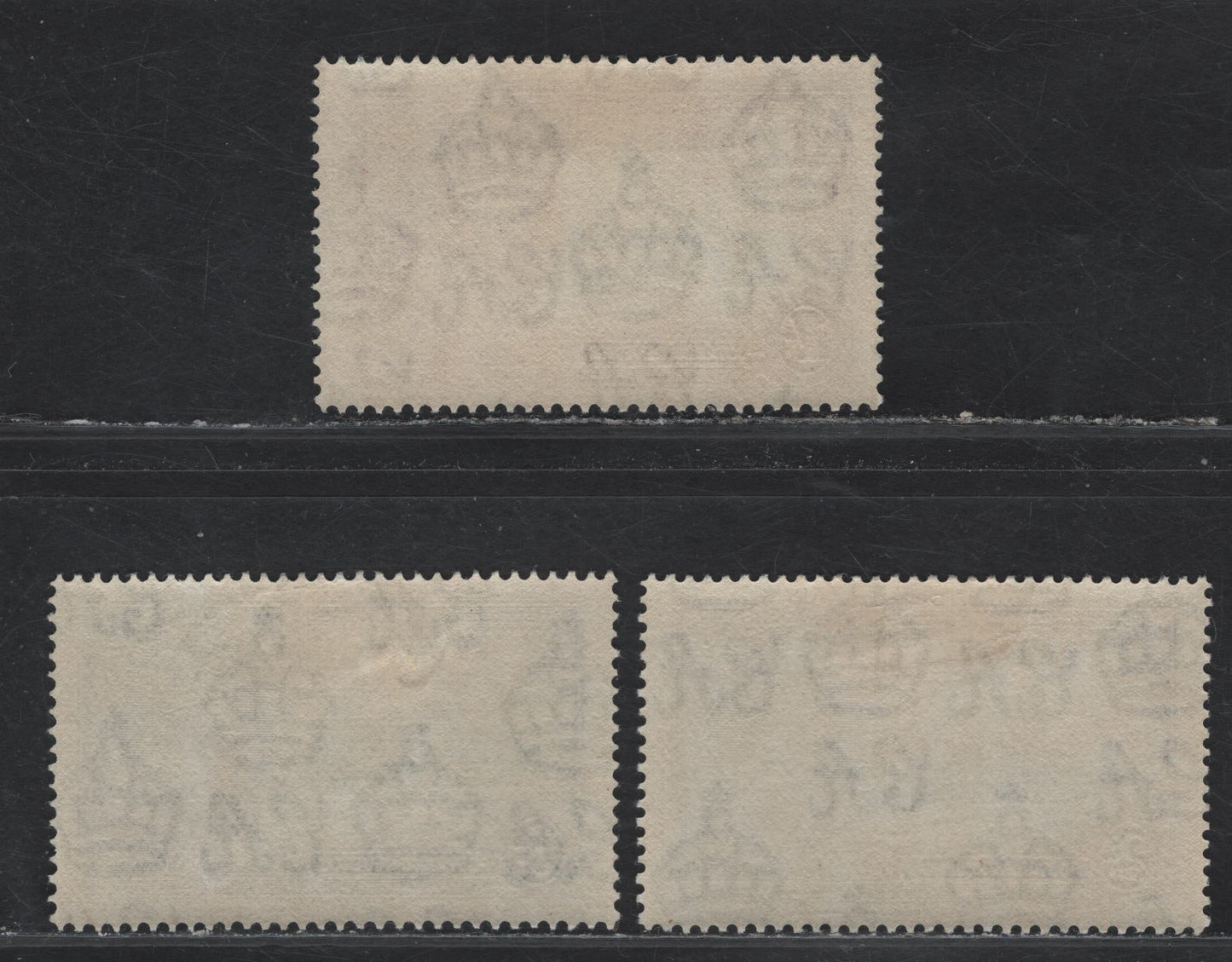 Lot 99 St Helena SG#125-127 2d - 1/- Ultramarine & Gray - Slate & Purple KGV & Windsor Castle, 1935 Silver Jubilee Issue, 3 VFOG Singles, Partial Hinged Set
