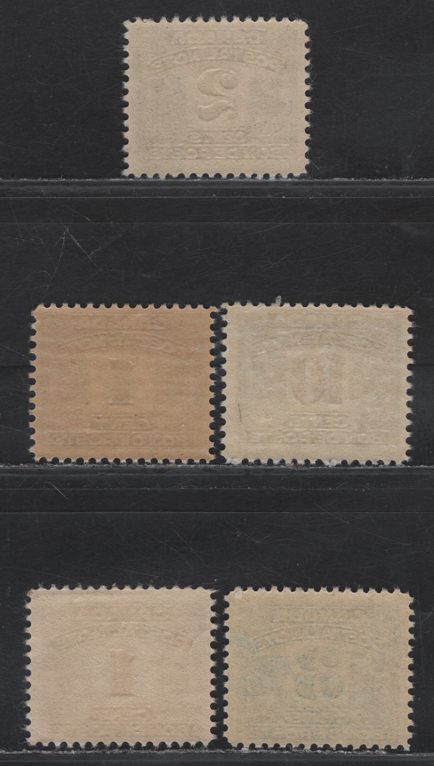 Canada Van Dam#FPS1-2, FPS4-5, FPS12 1c - 10c Blue - Slate Numeral, 1932-1948 Postal Note Issue, 5 FNH Singles