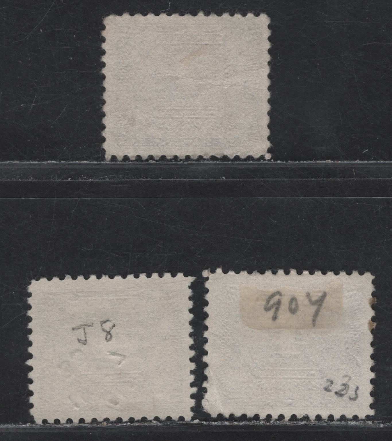 Lot 176 Canada #J8, J8i 4c Violet - Bluish Violet Numeral, 1930-1932 2nd Postage Due Issue, 3 Very Good/Very Fine Used Singles, Papers BABN-C & BABN-B, Perfs 10.9x10.8 & 11x10.8, Design Sizes 21.75x18.1mm, 21.5x18.25mm & 21.5x18.2mm.