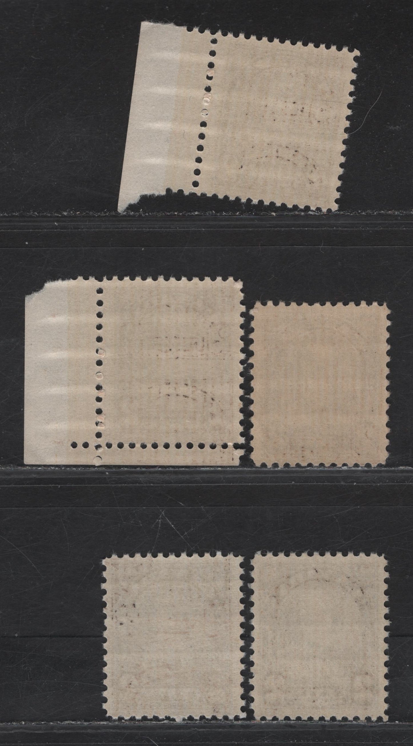 Lot 199 Canada (C) #166, 166b 2c Dark Yellowish Brown - Black Brown King George V, 1930-1931 Arch/Leaf Issue, 4 VFNH Singles, Papers BABN-M & BABN-O, Design Sizes 18x22mm & 18.1x22.25mm, Various Perfs.