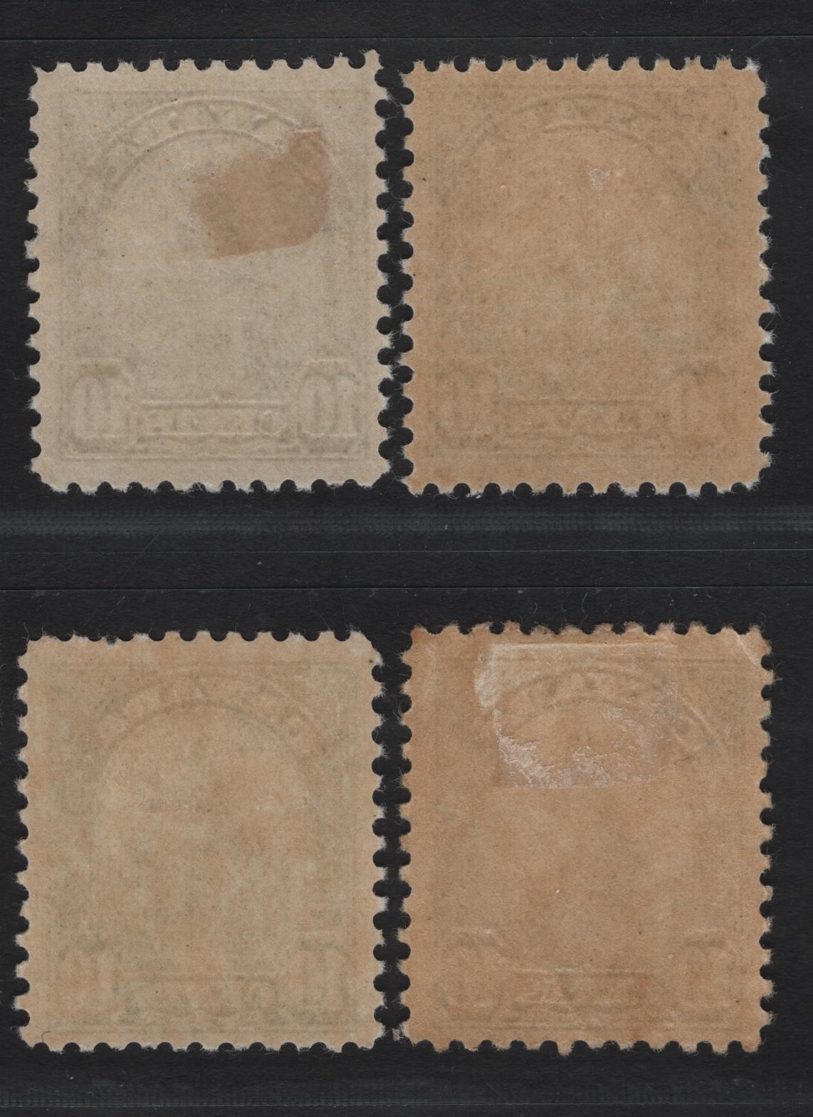 Lot 225 Canada #173 10c Light Olive Green - Bronze Green Library of Parliament, 1930-1931 Arch/Leaf Issue, 4 FOG Singles, Papers BABN-S & BABN-B, Perfs 10.9, 10.9x10.8 & 10.8x10.9, Design Size 18x21.75mm.