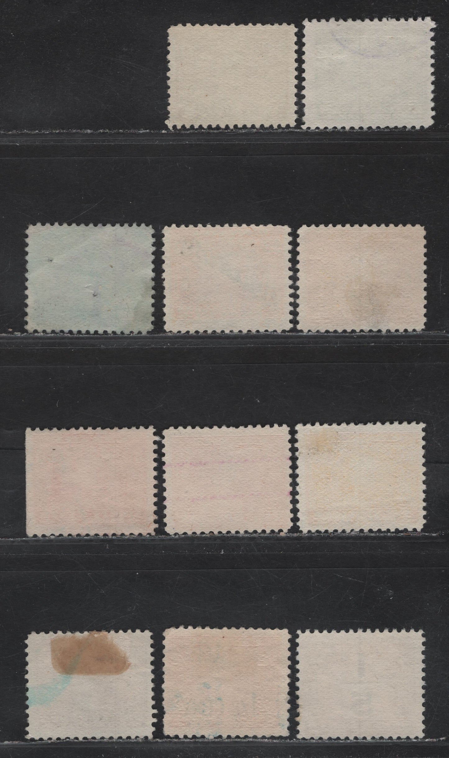 Lot 100 Canada (C) Van Dam#FX11-19, FX22 70c - $10 Olive Green - Yellow Orange King George V, 1915-1923 KGV Excise Tax Issue, 11 Fine/Very Fine Used Singles