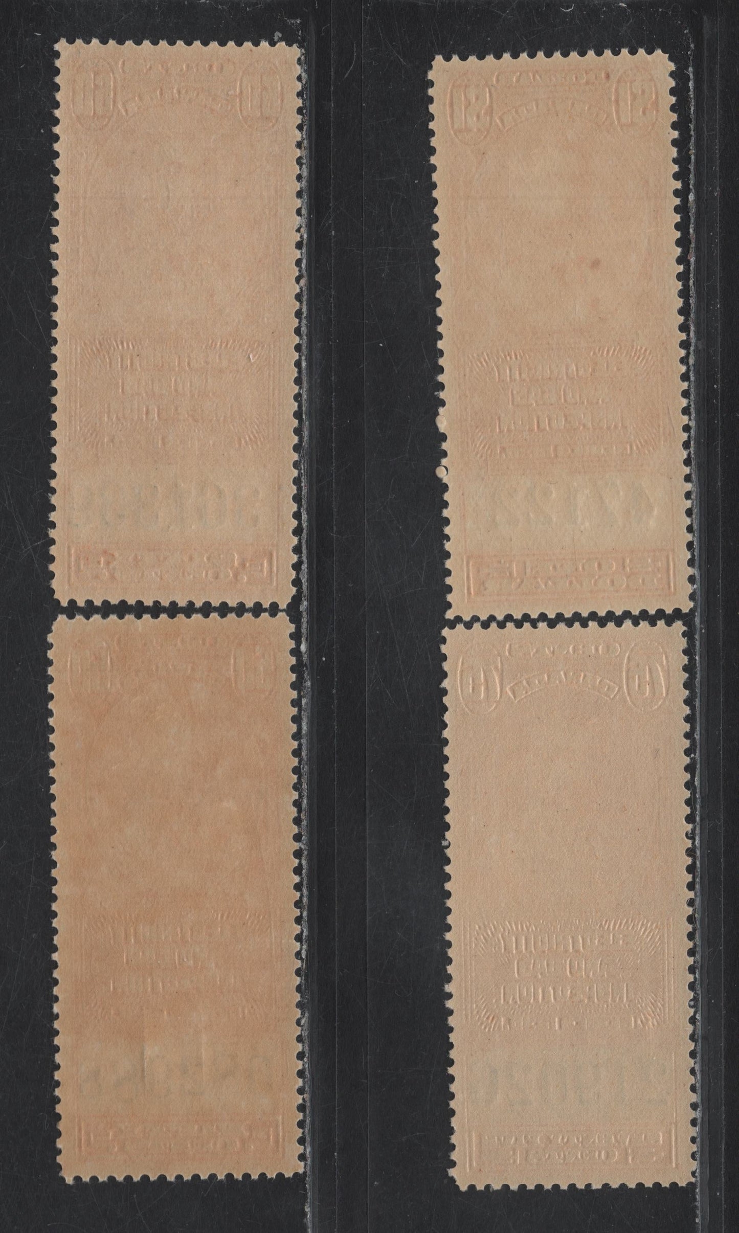 Lot 172 Canada (C) Van Dam#FEG1-FEG4 50c - $1 Vermillion King George V, 1930 Electricity & Gas Inspection Issue, 4 VFNH Singles