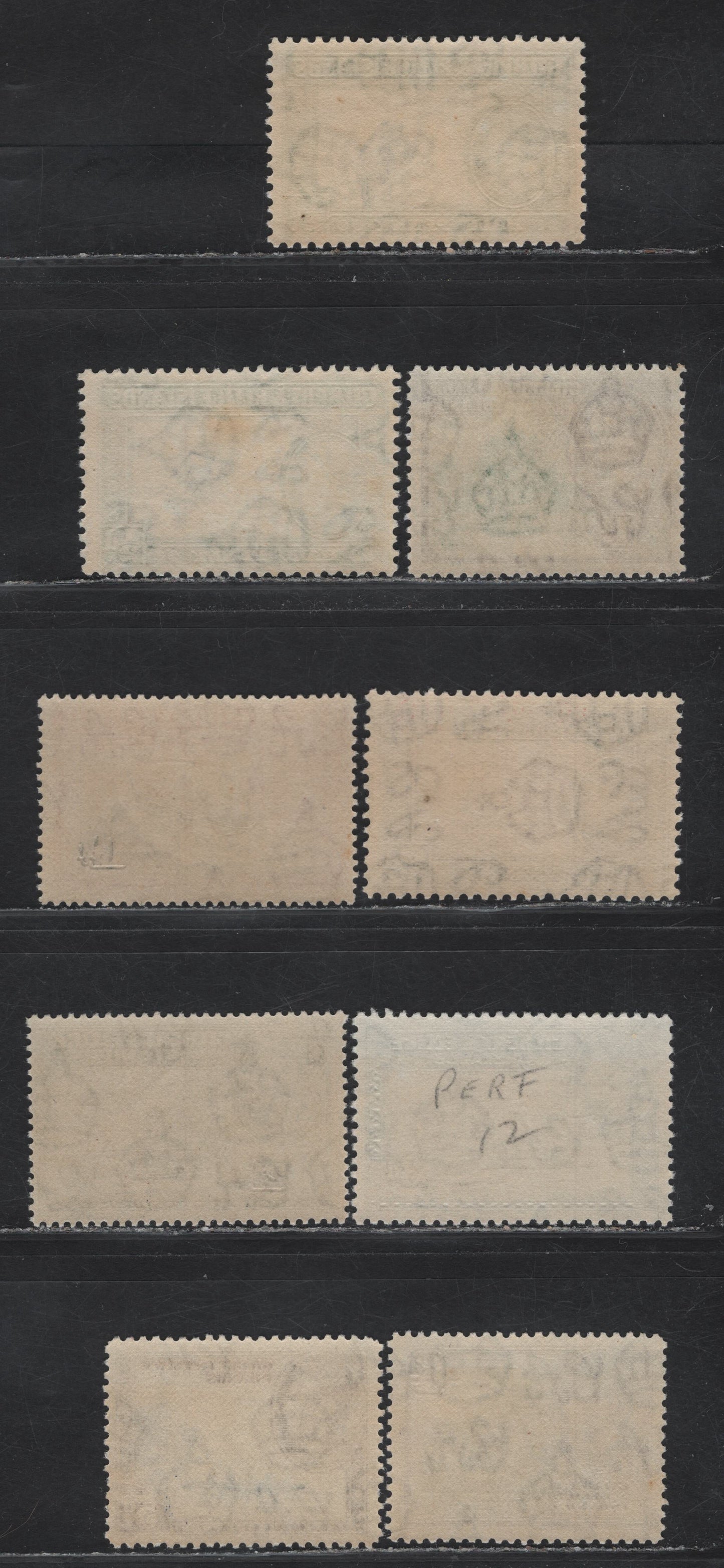 Lot 220 Gilbert & Ellice Islands (C) SG#43-47, 48a, 49a, 50 1/2d - 6d 1939-1955 KGVI Pictorial Issue, 9 F/VFNH/OG Singles, Includes 2 Printings Of 1/2d, Generally These Are All Wartime Or Post-War Printings, All NH Except 1d & 2d.