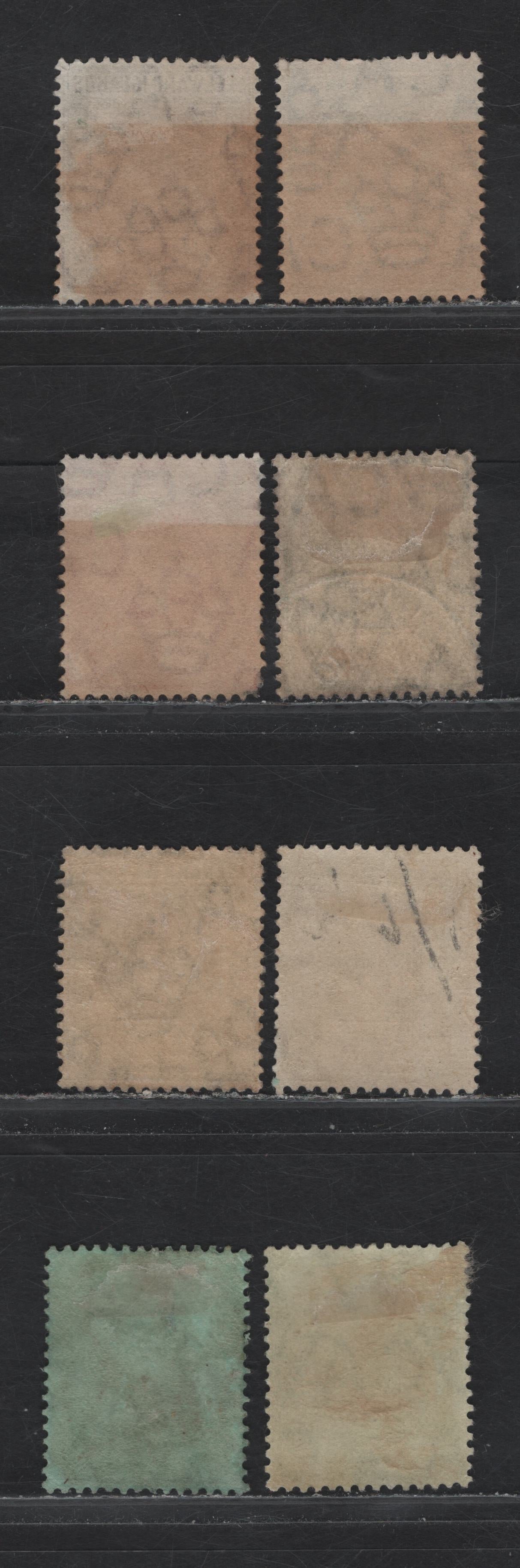 Lot 245 Leeward islands (C) SG#46-50, 53-54, 54b King George V, 1912-1922 KGV Imperium Keyplate Issue, 8 Fine/Very Fine Used Singles, Blue Green & Olive Green Back Papers For 1/-, 1/2d Yellow Green Shade, 1d Red Shade.