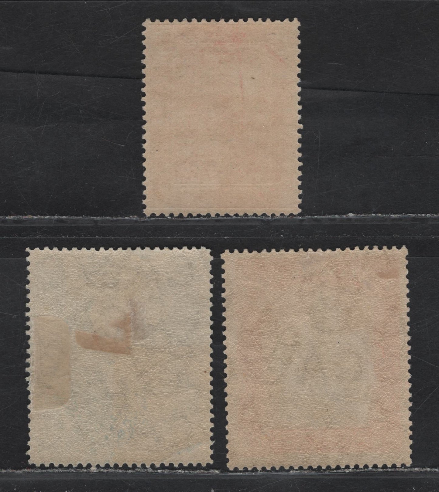 Lot 260 Jamaica (C) SG#79, 82, 87 1d - 3/- Carmine & Orange - Violet Blue & Orange Pictorial, 1919-1921 Pictorial Definitive Issue, 3 F/VFOG Singles, Multiple Crown CA Wmk