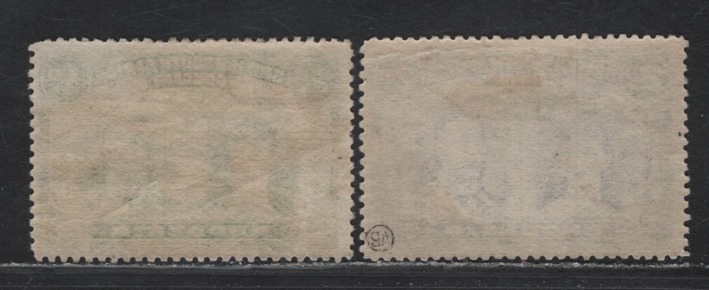 Lot 276 Rhodesia (C) SG#119, 128 1/2d - 2d Yellow Green - Black & Slate Gray King George V & Queen Mary, 1910-1913 King George V & Queen Mary Double Heads Issue, 2 FOG Singles, Perf 14