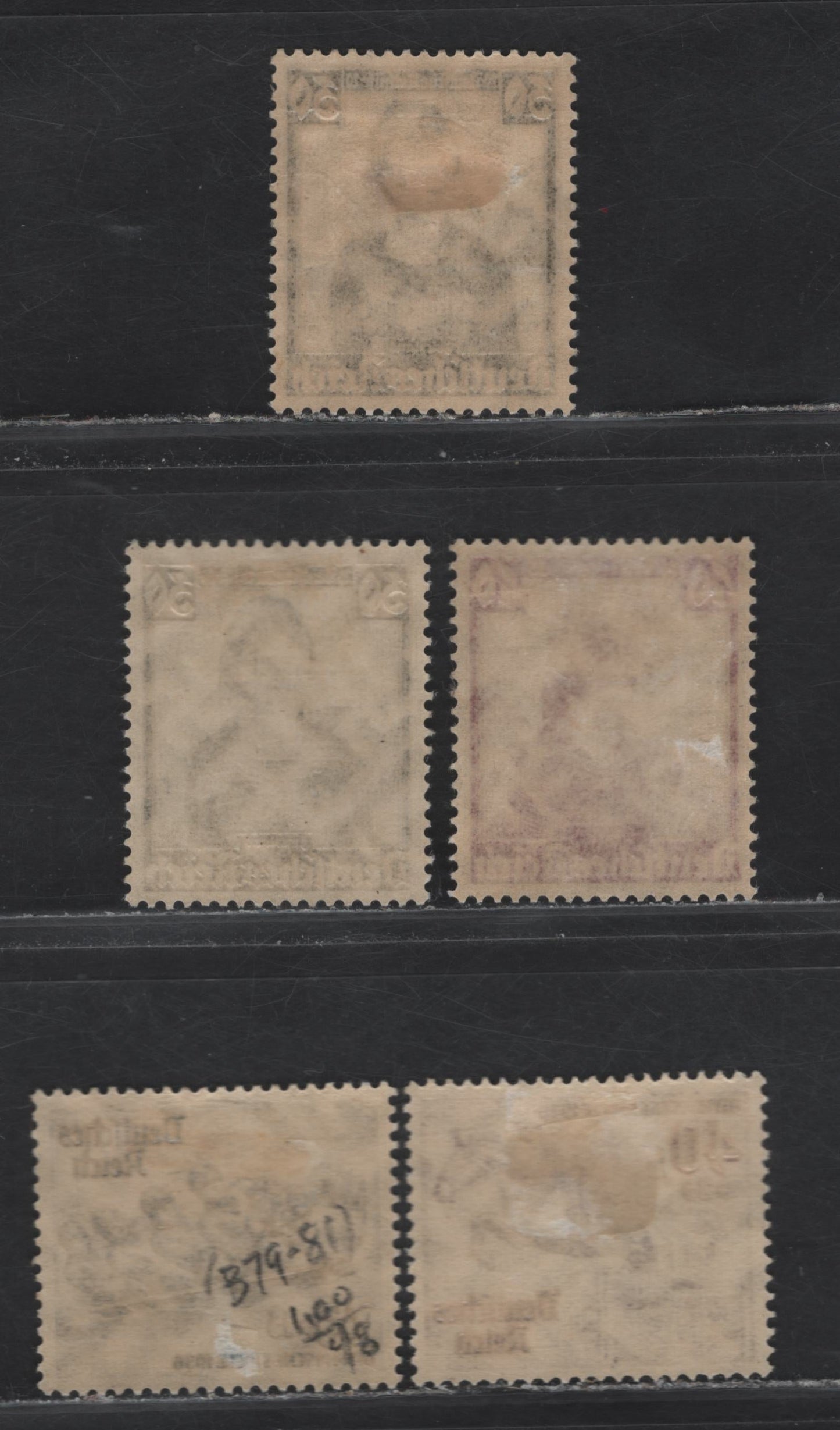 Lot 341 Germany SC#B77-B78, B88-B89 30+20pf - 40+35pf Olive Brown - Violet Costumes - Olympics, 1935-1936 Costumes - Olympic Issues, 5 VFOG Singles, Small GumThin On B88, Two Shades Of B74
