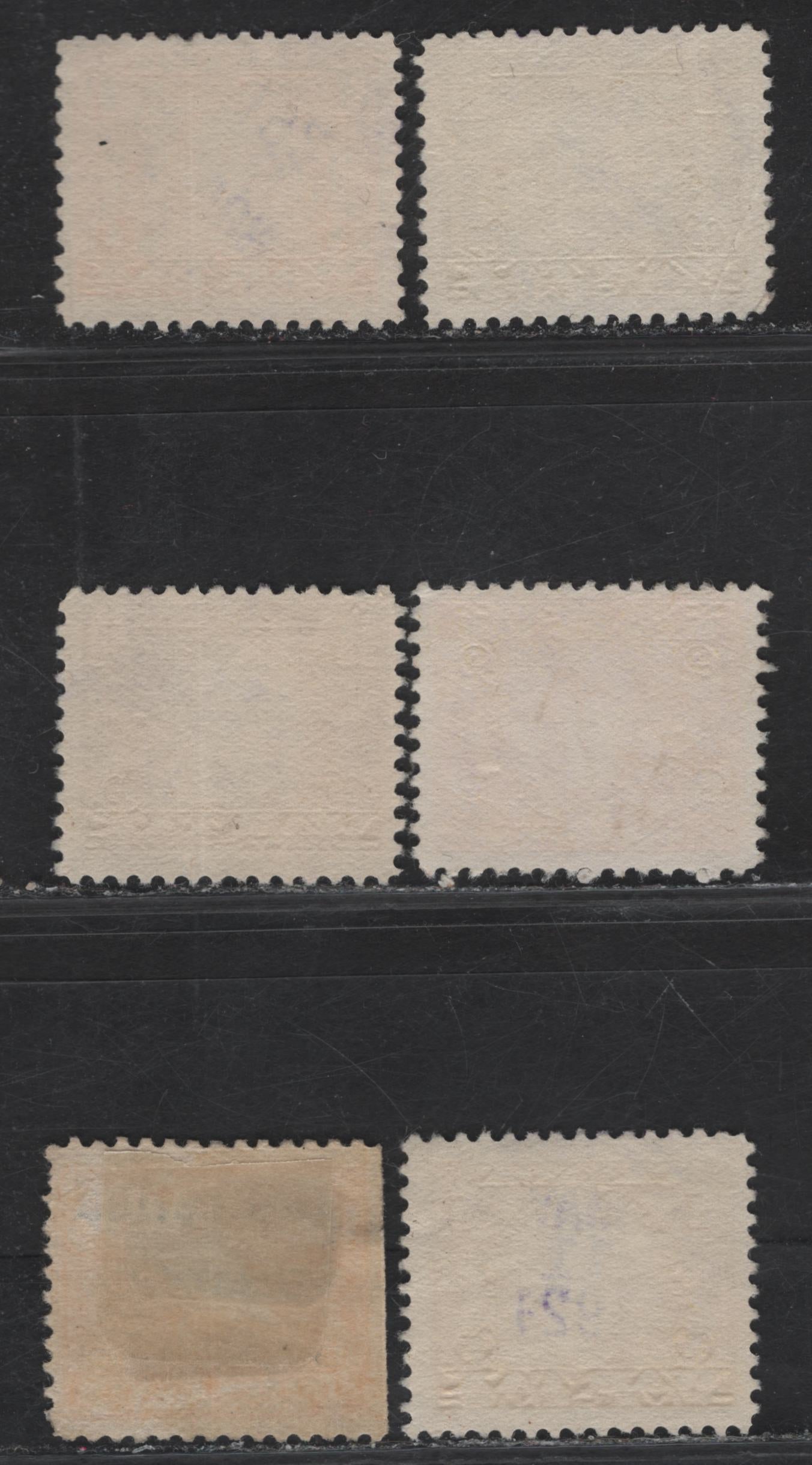 Lot 78 Canada Van Dam#FWT11, FWT7, FWT13, FWT16, FX3, FX6 1c - 50c Orange - Brown King George V, 1915-1923 KGV War Tax & Excise Tax Issues, 6 Fine/Very Fine Used Singles, All With Fancy 50c Cancels & Tobacco Overprint Cancels