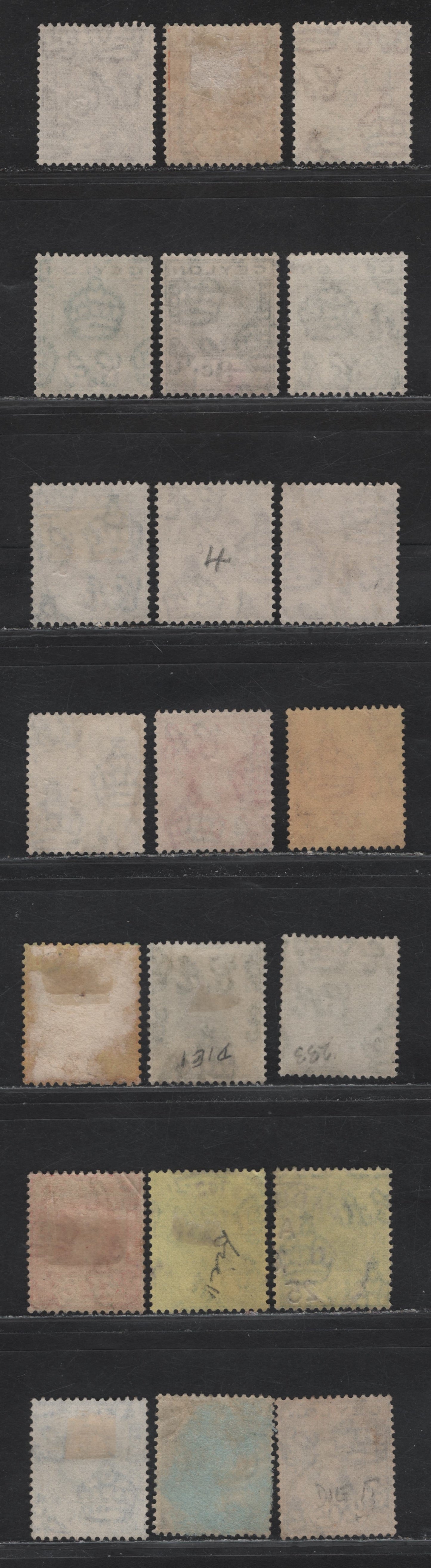 Lot 125 Ceylon (C) SG#338-346b, 347a, 349-a, 350, 350b 1c - 20c Brown - Bright Blue King George V, 1921-1932 KGV Imperium Keyplates Issue, 21 Fine/Very Fine Used Singles, Multiple Script CA Wmk, Some Shade Varieties