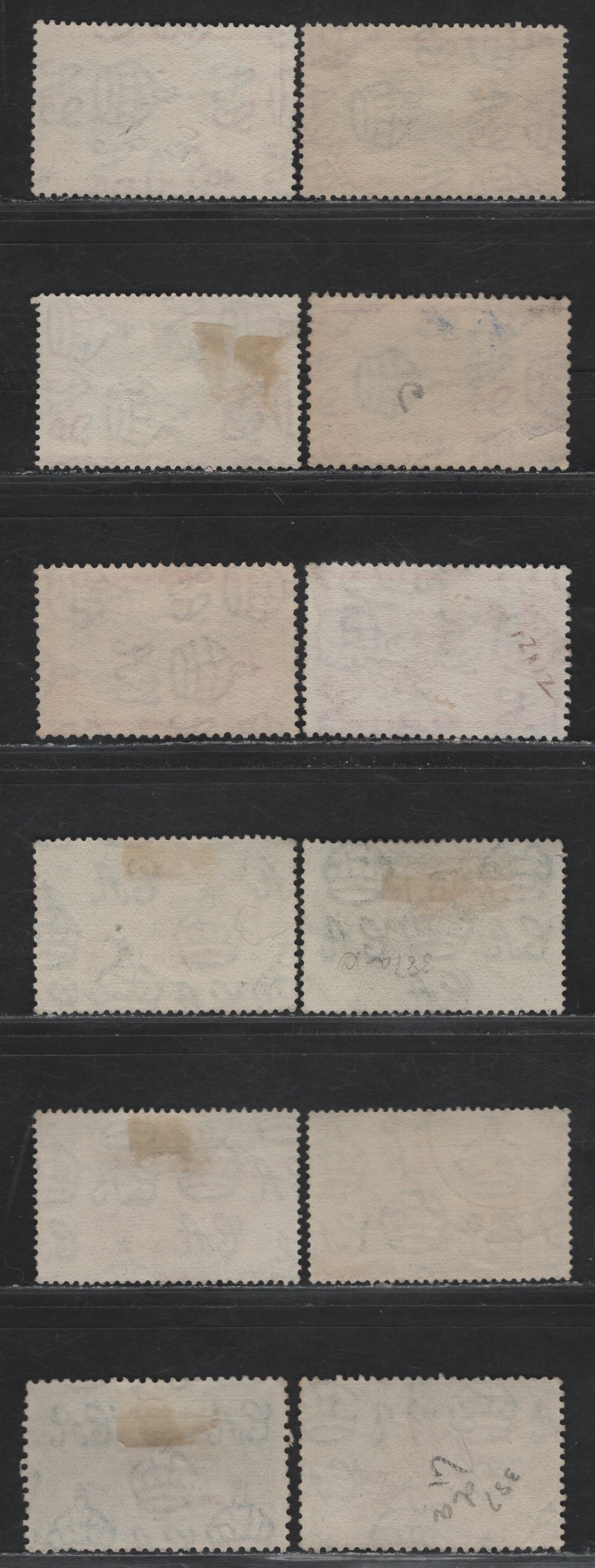 Lot 134 Ceylon (C) SG#386-386d, 387-e 2c - 3c Black & Carmine - Black & Deep Blue Green King George VI, 1938-1949 KGVI Pictorial Issue, 12 Fine/Very Fine Used Singles, All Listed Perfs In Gibbons, Extra Shade Of 2c & Perf 11x11.5