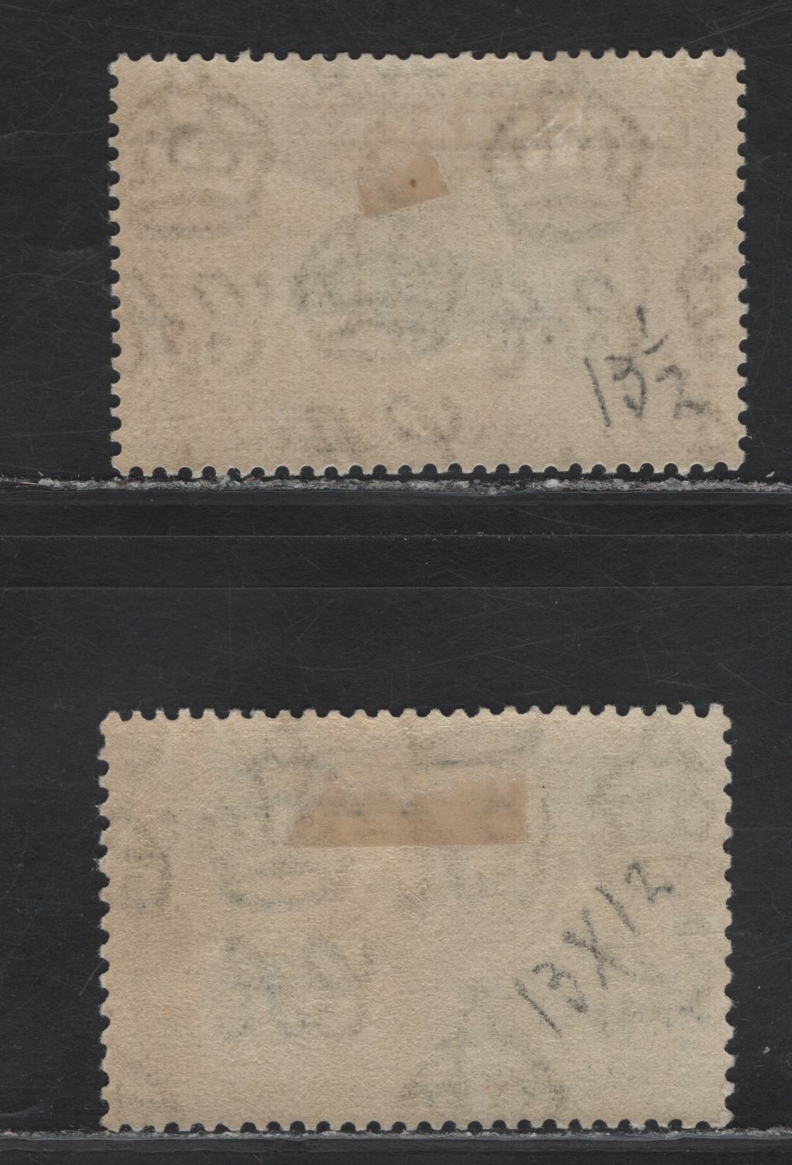 Lot 137 Ceylon (C) SG#387, 394b 3c - 50c Black & Deep BlueGreen - Black & Mauve King George VI, 1938-1952 KGVI Pictorial Issue, 2 VFOG Singles, Perfs 13x11.5 & 13.5, 1938 Printings