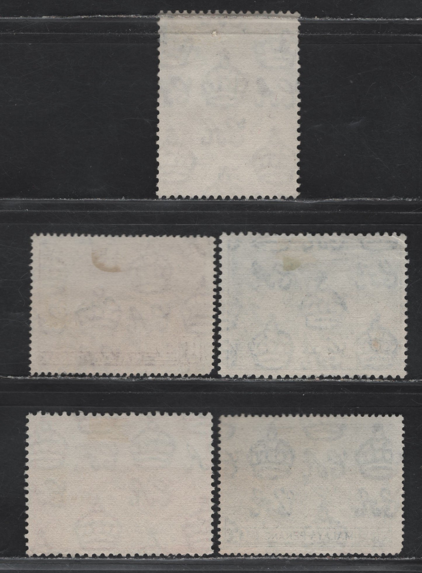 Lot 156 Malaya - Penang (C) SG#2, 23-26 $5 - 50c Brown - Blue Black King George V & Queen Elizabeth - UPU, 1948-1949 Silver Wedding - UPU Issues, 5 Fine/Very Fine Used Singles