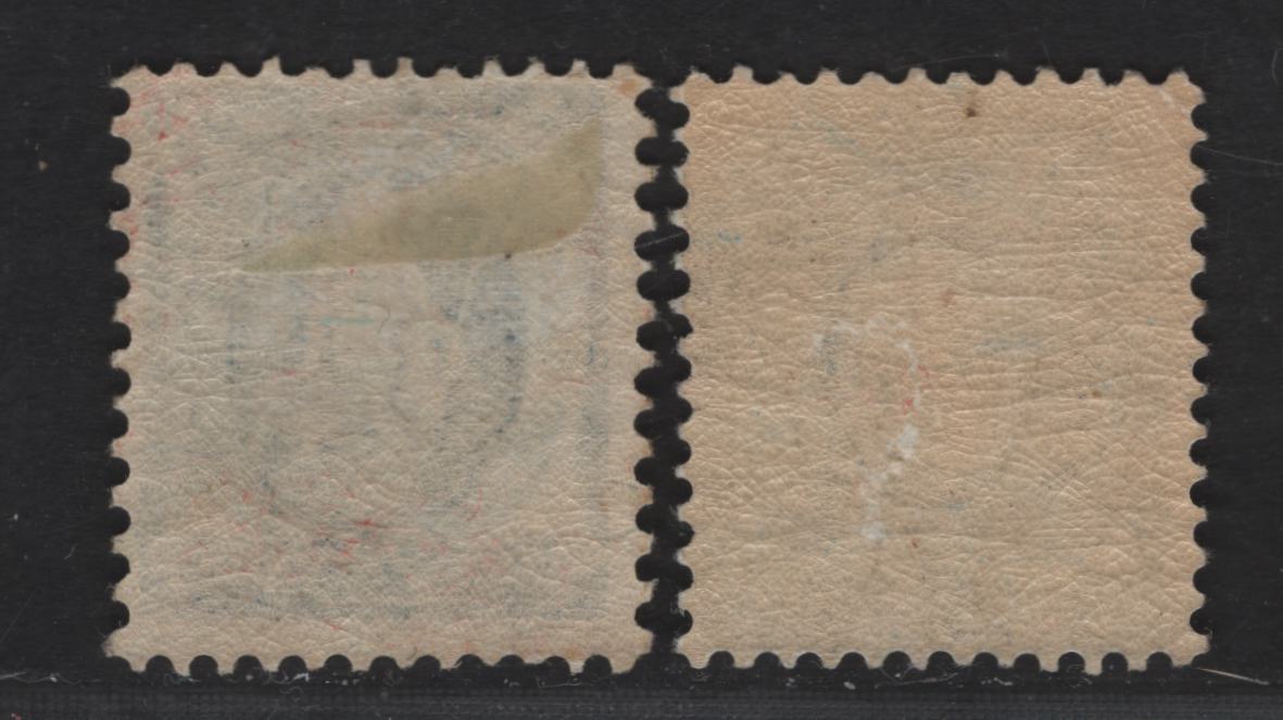 Lot 18 Switzerland SC#94, 94a 25c Blue - Pale Blue Standing Helvetia, 1891-1903 Standing Helvetia Issue, 2 VGNH/FOG Singles, Perfs 11.5x11 & 11.5x12, Wmk II