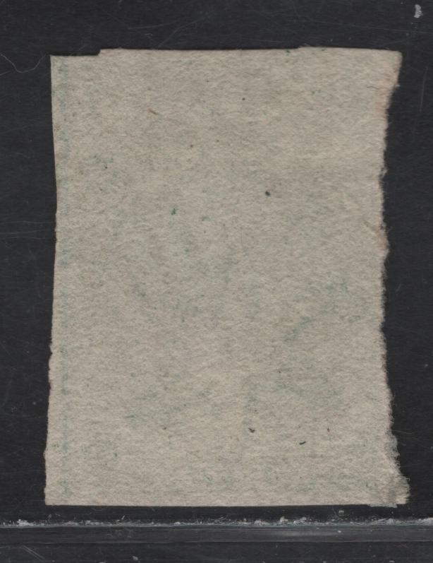 Lot 182 Ceylon (C) SG#3 2d - 1/- Green Queen Victoria, 1857-1859 Imperf Courbould Heads Issue, A Fine Used Single, Large Star Wmk, Full Margins On 3 Sides, Right Margin Is Full To Just Barely Clear At Upper Right.