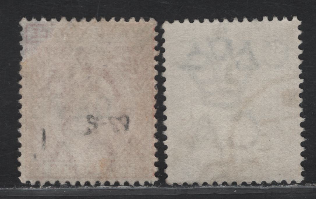Lot 213 Ceylon (C) SG#198, 265 25c - 2c Yellow Brown - Terracotta Queen Victoria - King Edward VII, 1886-1905 Queen Victoria - King Edward VII Keyplate Issues, 2 Very Fine Used Singles, Crown CA Wmk, Cave Overprints