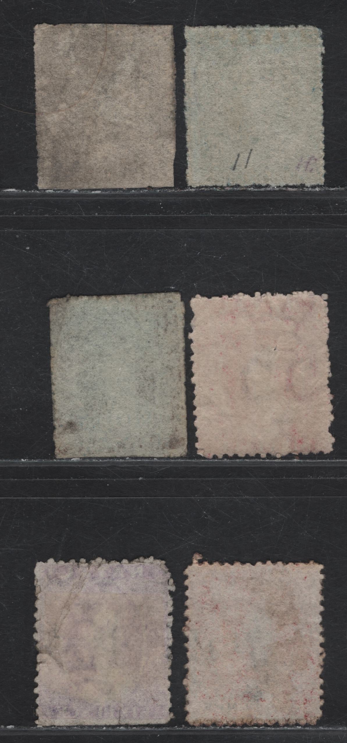 Lot 53 Natal SG#11-13, 18, 23 1d - 6d Lake - Rose Queen Victoria, 1861-1865 Chalon Heads Issue, 6 Poor - Very Fine Used Singles, Crown CA & Unwatermarked, Perfs 13, Rough 14-16, Intermediate 14-16 & 12.5