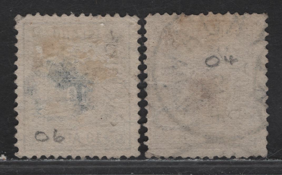 Lot 68 Iceland (C) SC#O4, O6 3a - 10c Yellow Brown - Blue Arms - Pictorial, 1876-1895 Arms Official Issue, 2 Very Good Used Singles, Perf 14x13.5, Deep Thin on 10c