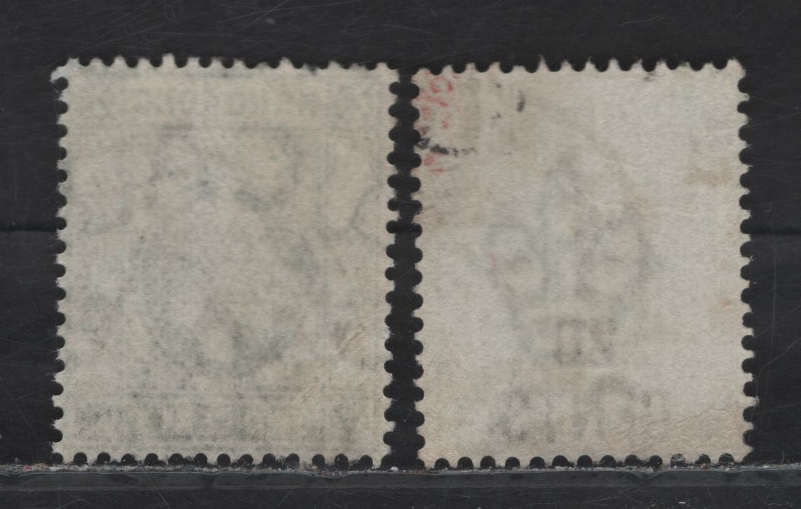 Lot 190 Hong Kong (C) SG#48, 77 20c on 30c - 2c Yellowish Green - Dull Green Queen Victoria, 1891-1903 Queen Victoria Keyplate Issues, 2 Very Fine Used Singles, Shanghai Treaty Port Z808 & Z835, Color is Slightly Faded On Z835