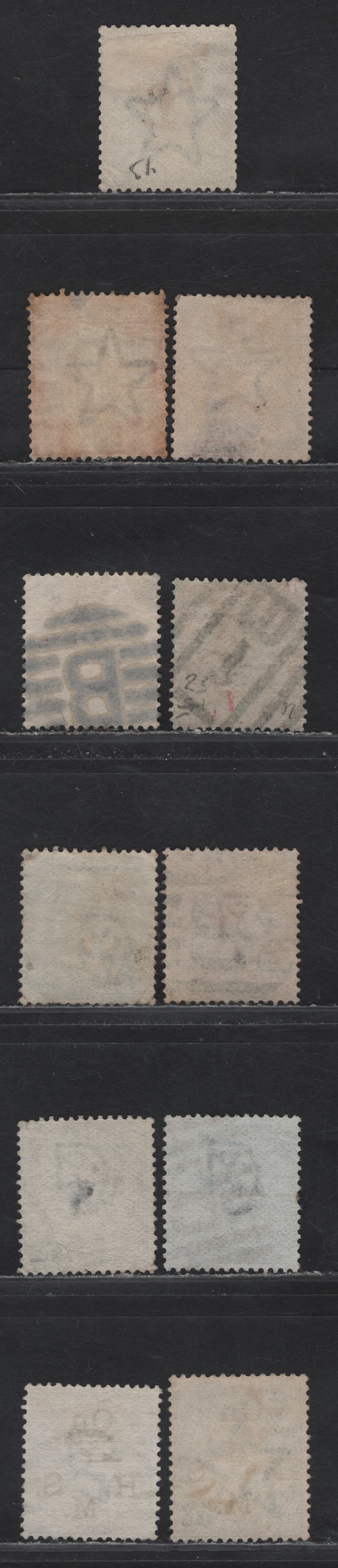 Lot 197 India (C) Selection Of Bomay Circle Square & Oval Grid Cancels On, 1865-1868,1882-1900 Queen Victoria Surface Printed & 1902-1910 Edward VII Issues, 11 F & VF Used Singles Includes SG#61, 62, 69, 71, 74, 79, O23, O56, 94, 101, 106