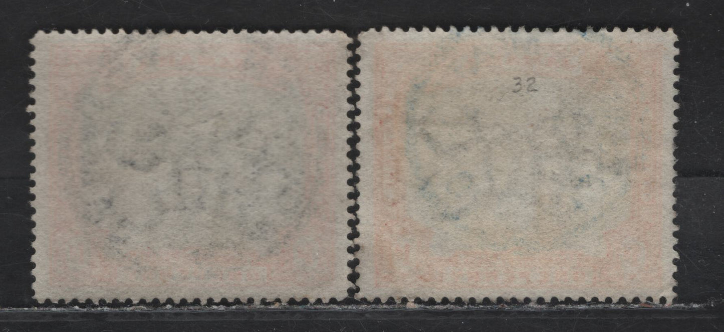 Lot 204 Jamaica (C) 1d Slate Black & Red, 1900 Llandovery Falls Issue, 2 VF Used Singles On Both White And Bluish Paper Having A 50XL Kingston CDS Dated Aug.7, 1906 & Bluish Paper W/ Blue Montego Bay CDS
