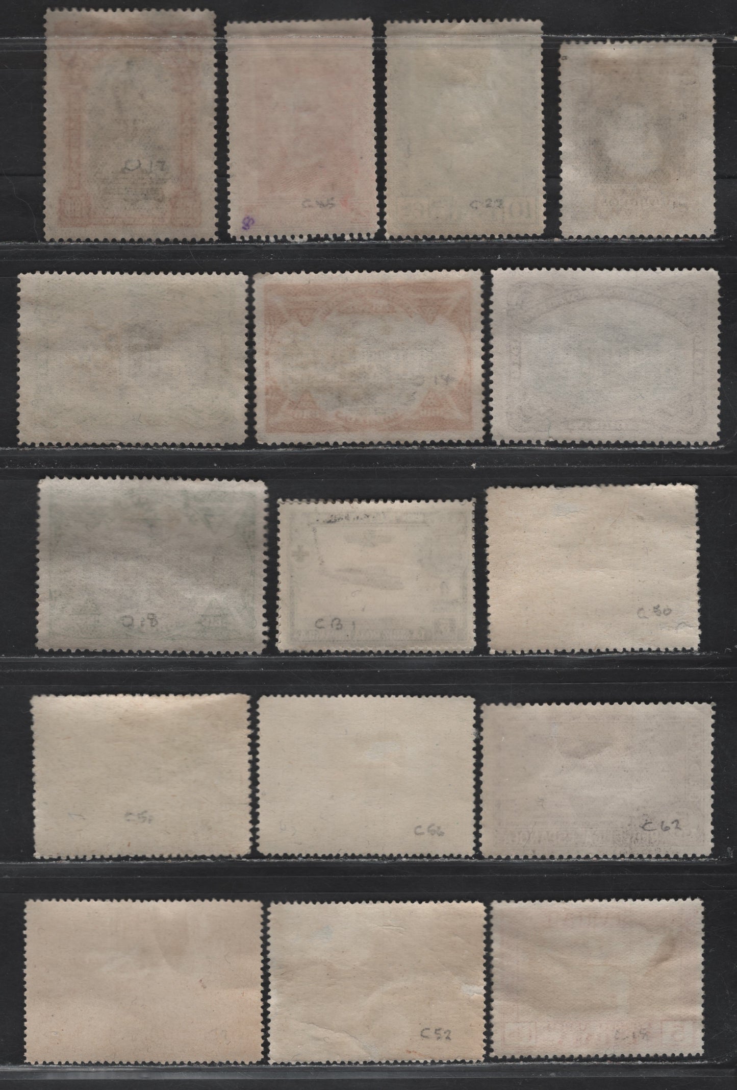 Lot 65 Spain (C) SC#C18, C22, C45, C62, C50-C52, C86, CB1-CB2, E9, O6, O14, O16-O19 5c - 20c Green - Orange Cervantes - Airplane, 1915-1931 Cervantes - Airmail Issues, 17 F/VFOG Singles