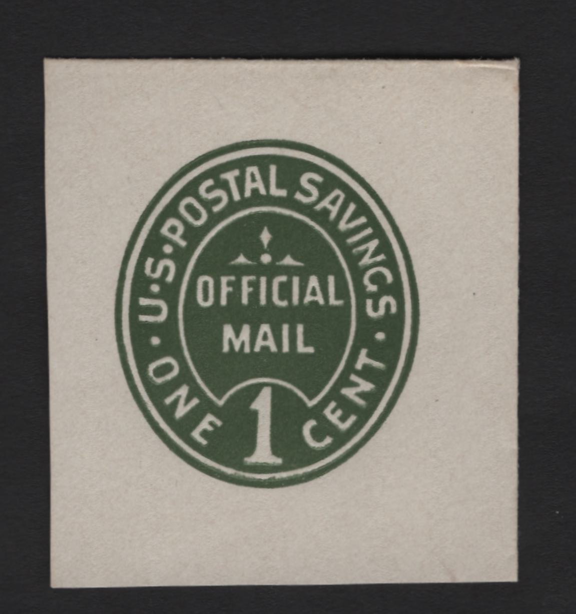Lot 78 United States SC#U070 1c Green Postal Savings, 1911 US Postal Savings Envelope, A Very Fine Unused Cut Square