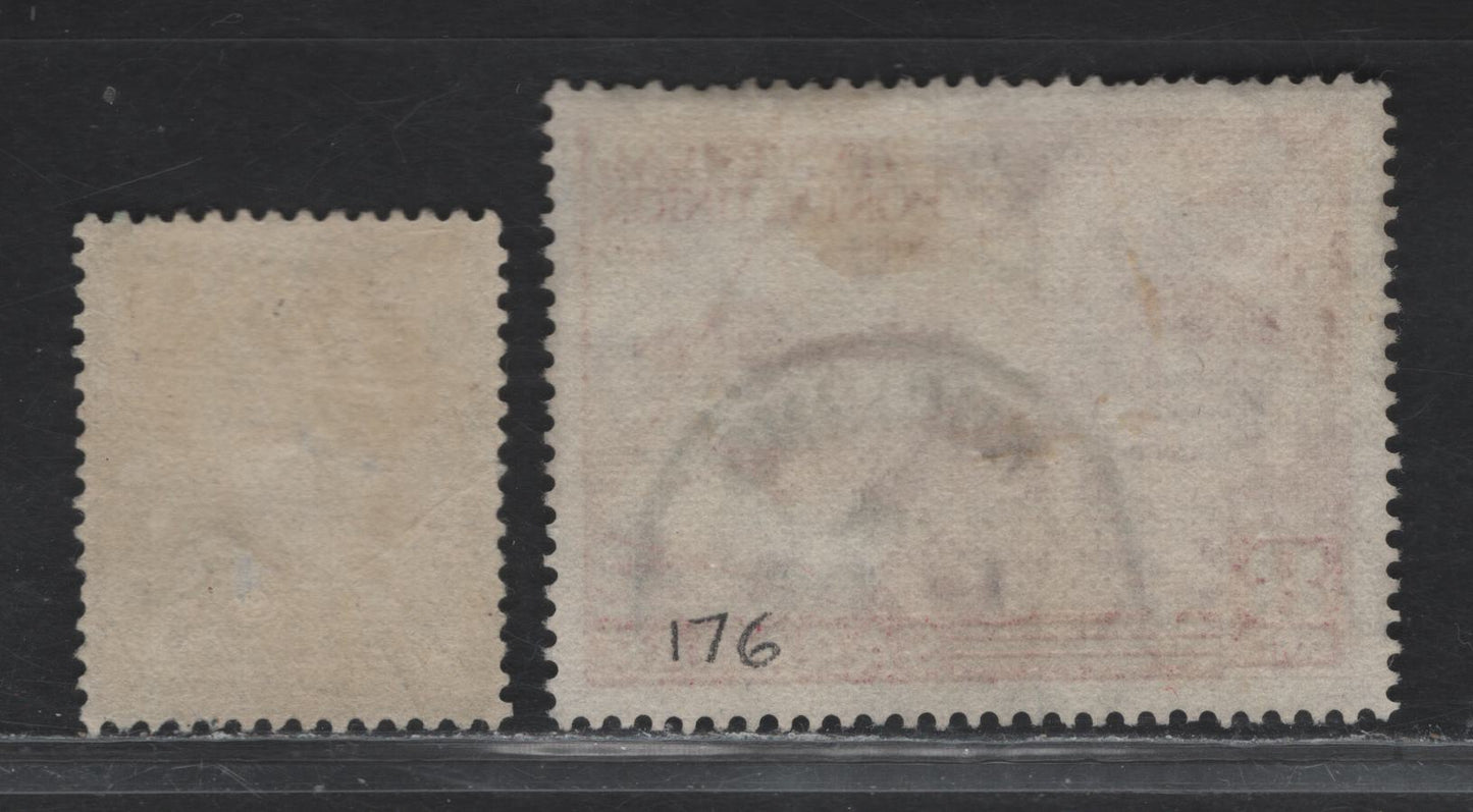 Lot 150 Sarawak (C) SG#70a, 167 12c - 8c Pale Dull Blue - Carmine Sir Charles Vyner Brooke - UPU, 1922-1949 Sir Charles Vyner Brooke - UPU Issues, 2 Fine/Very Fine Used Singles, SON Kuching CDS Cancels