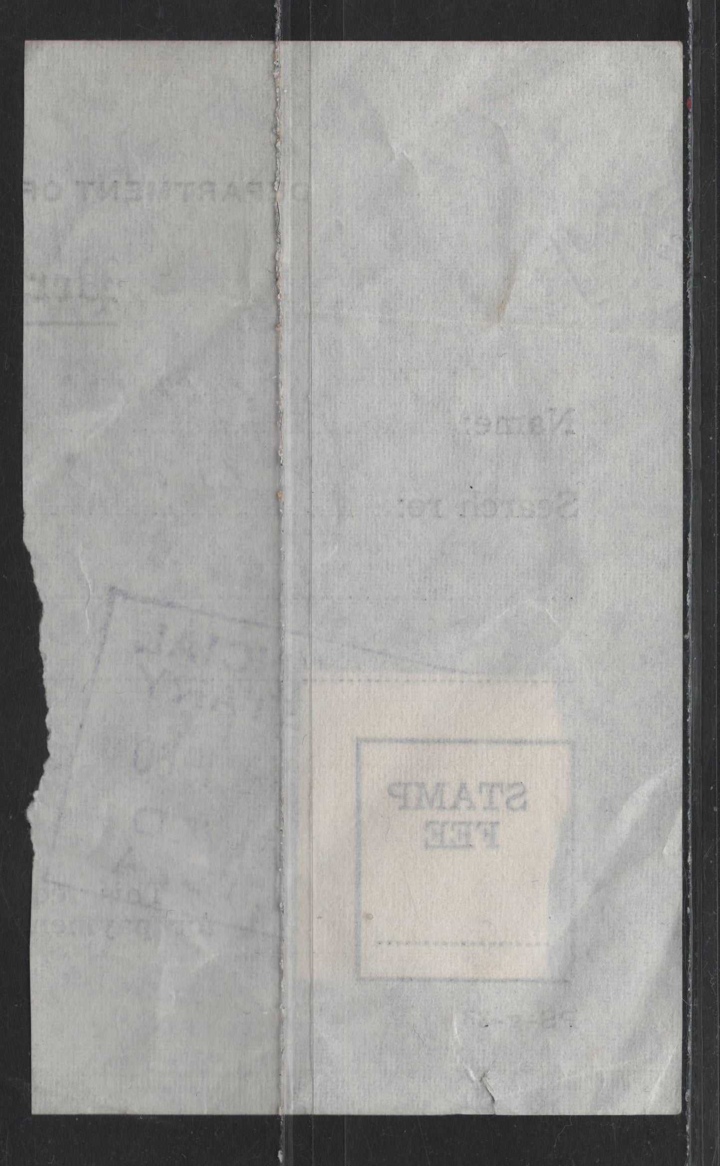 Lot 195 Canada Van Dam#MS6 50c Red , 1950 Provincial Secretary Search Fee Issue, A Very Fine Used Single, Document Cancelled With Violet Boxed June 10 1960 Provincial Secretary Handstamp, Province Of Manitoba