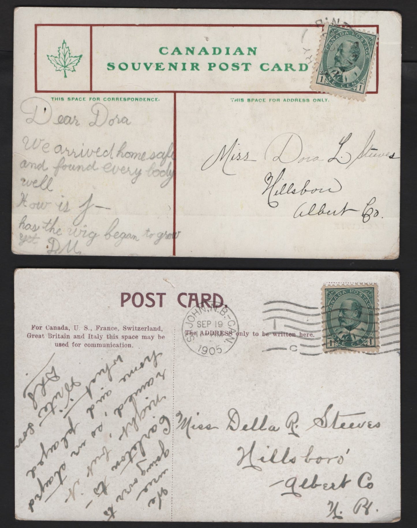 Lot 219 Canada 89ii/89iii 1c Blue Green/Grey Green King Edward VII, 1903-1911 King Edward VII Issue, 2 Fine Picture Postcards Depicting King Square & King Street, Saint John, NB