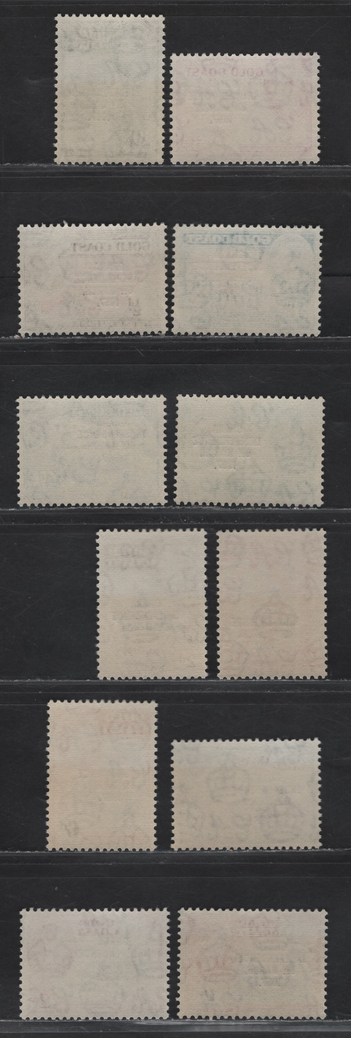 Lot 270 Gold Coast (C) SG#170-181 1/2d - 10/- Bistre Brown & Scarlet - Black & Olive Green Map - Forest, 1957-1958 Ghana Independence Overprinted Issue, 12 VFNH Singles