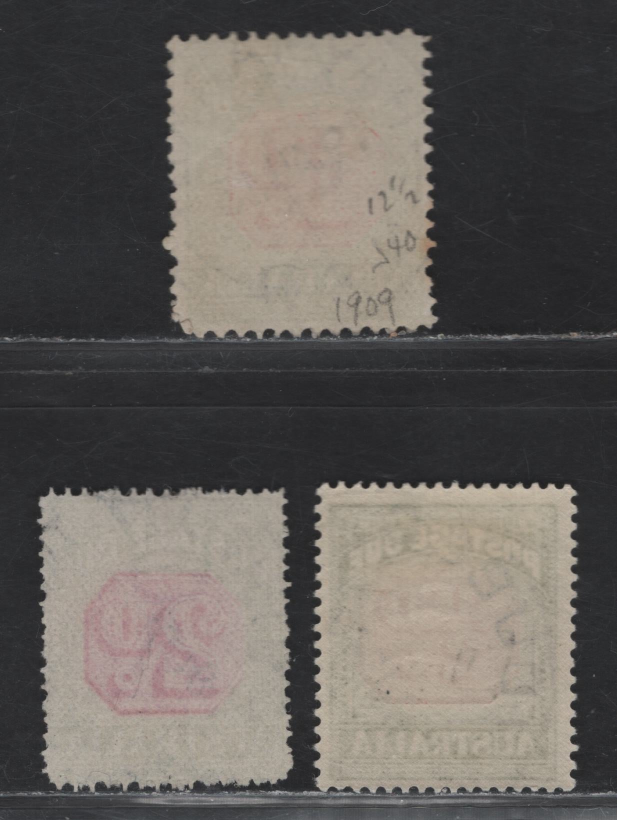 Lot 27 Australia (C) SG#D81, D64bvar, D132 1d - 1/d Rosine & Yellow Green - Carmine & Deep Green Numerals, 1909-1960 Postage Dues, 3 Fine Used Singles, Son August 19 1913 Haymarket NSW, Melbourne Telegraph Office & June 17 1960 Dubho NSW Cancels